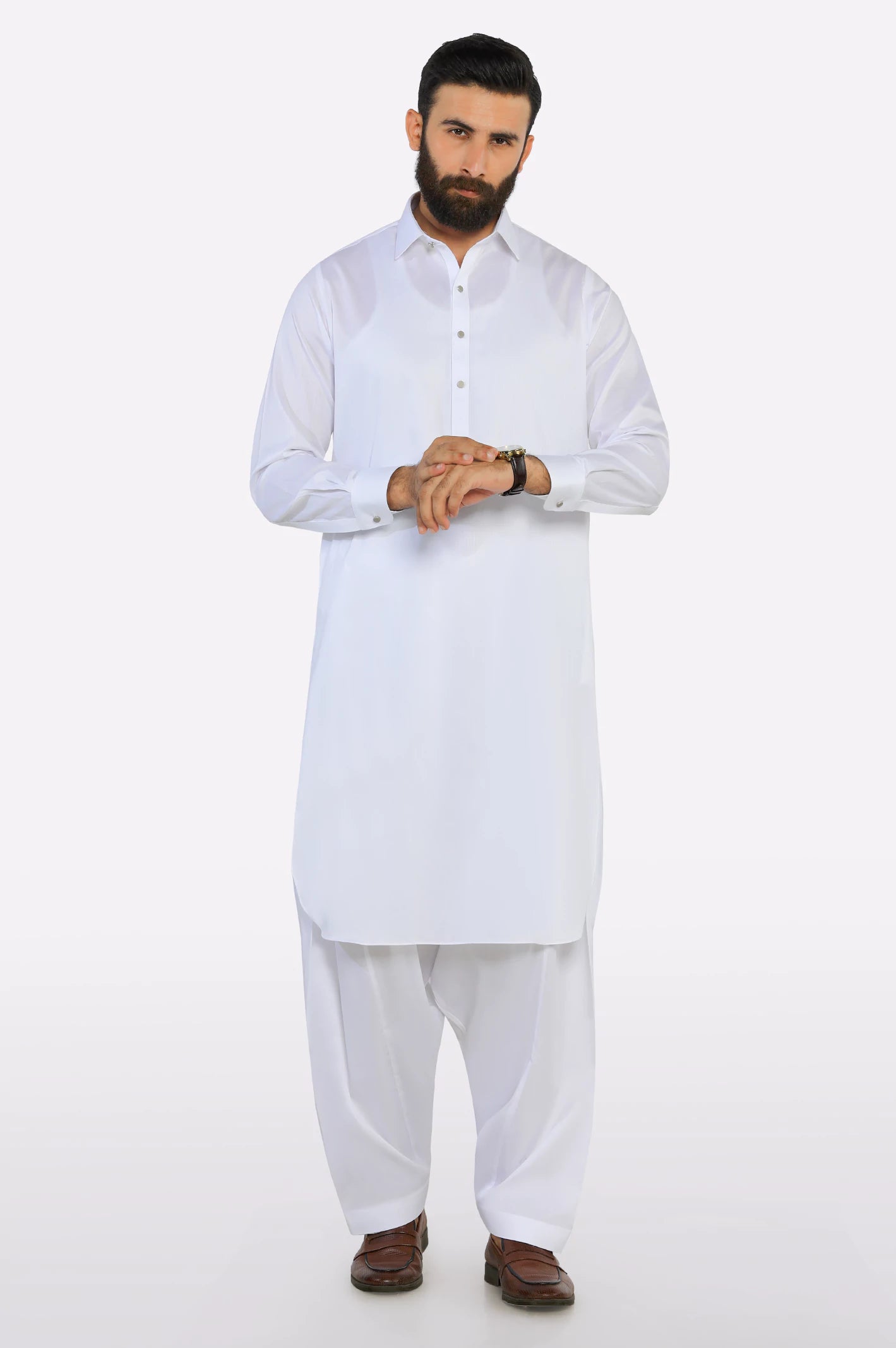 White Cotton Shalwar Kameez - Image 2