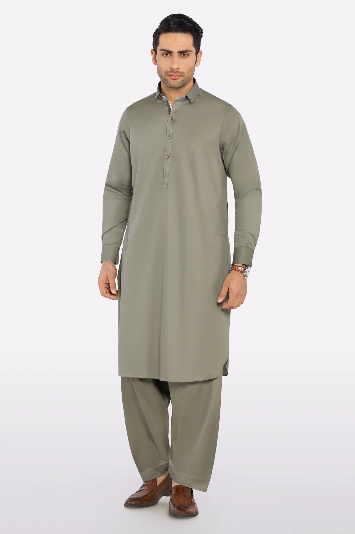 Dark Green Cotton Shalwar Kameez - Image 2