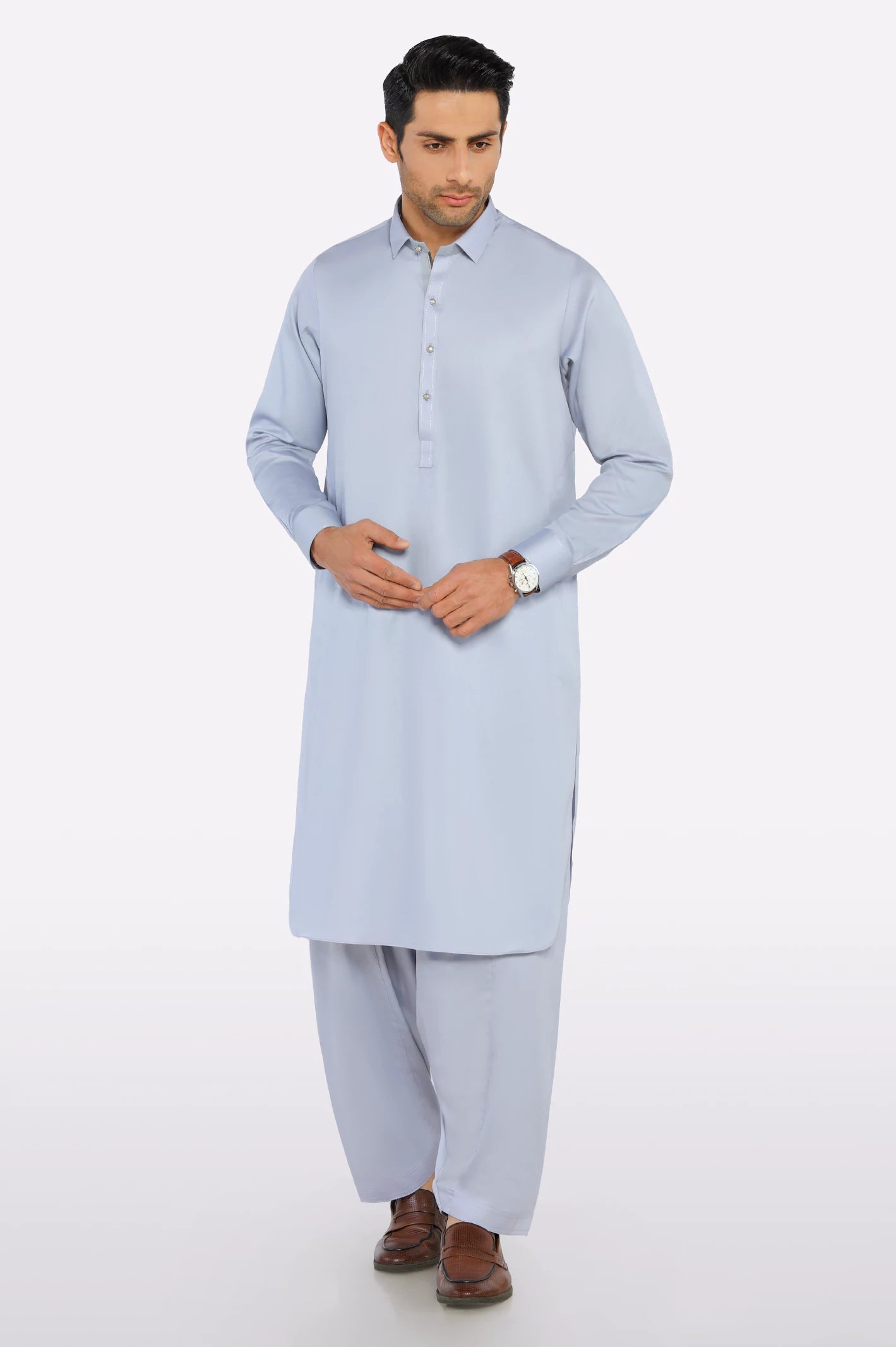 Dark Grey Cotton Shalwar Kameez - Image 2