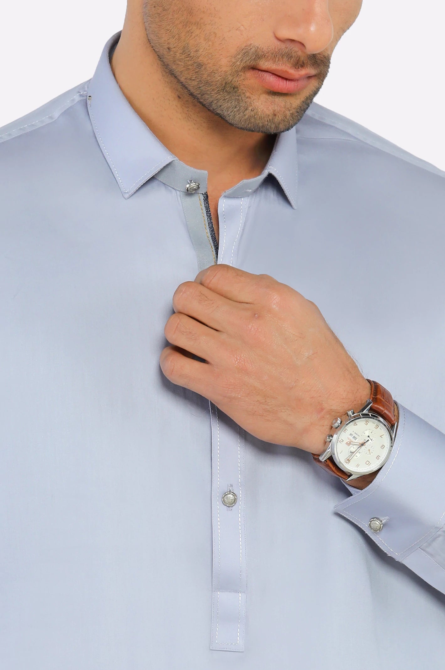 Dark Grey Cotton Shalwar Kameez - Image 3