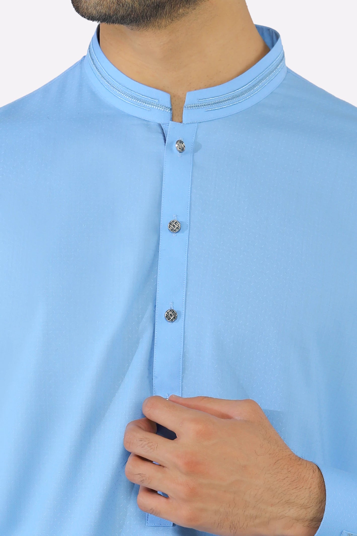 Sky Blue Wash & Wear Shalwar Kameez - Image 3