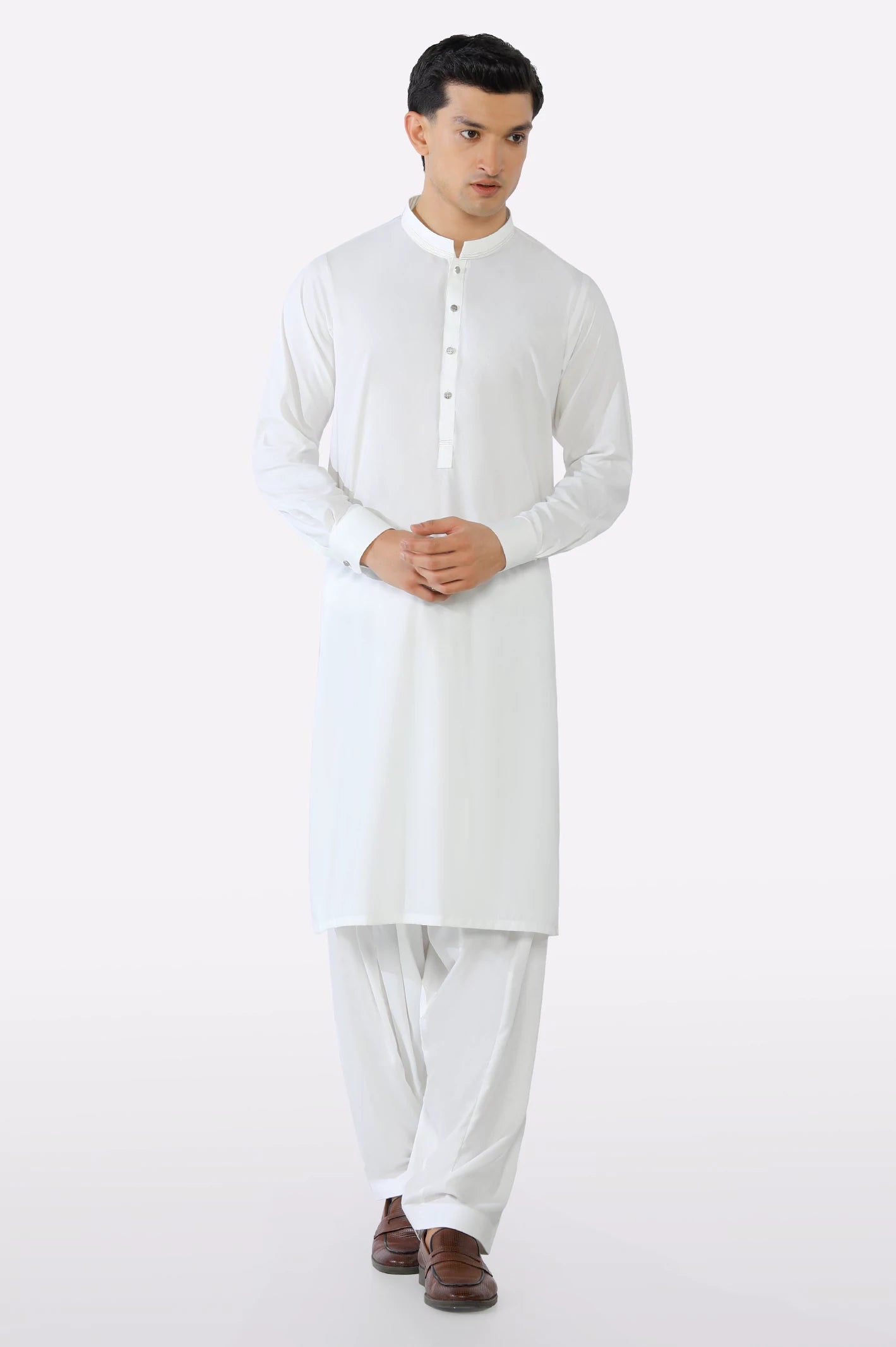 Off White Wash & Wear Shalwar Kameez - Image 2