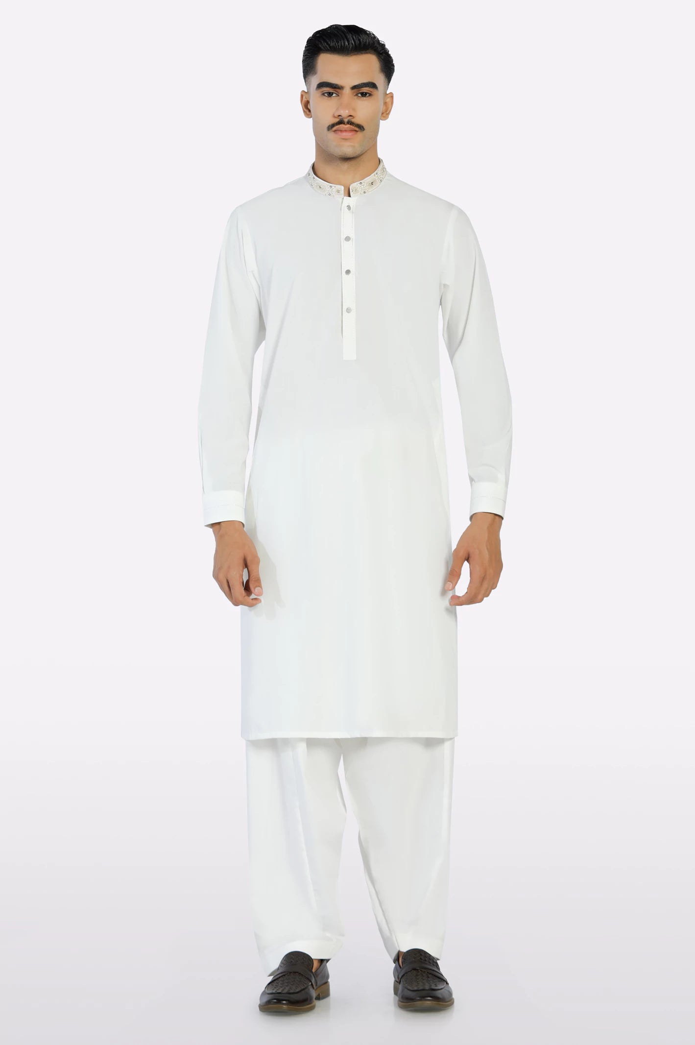 Off White Wash & Wear Shalwar Kameez - Image 2