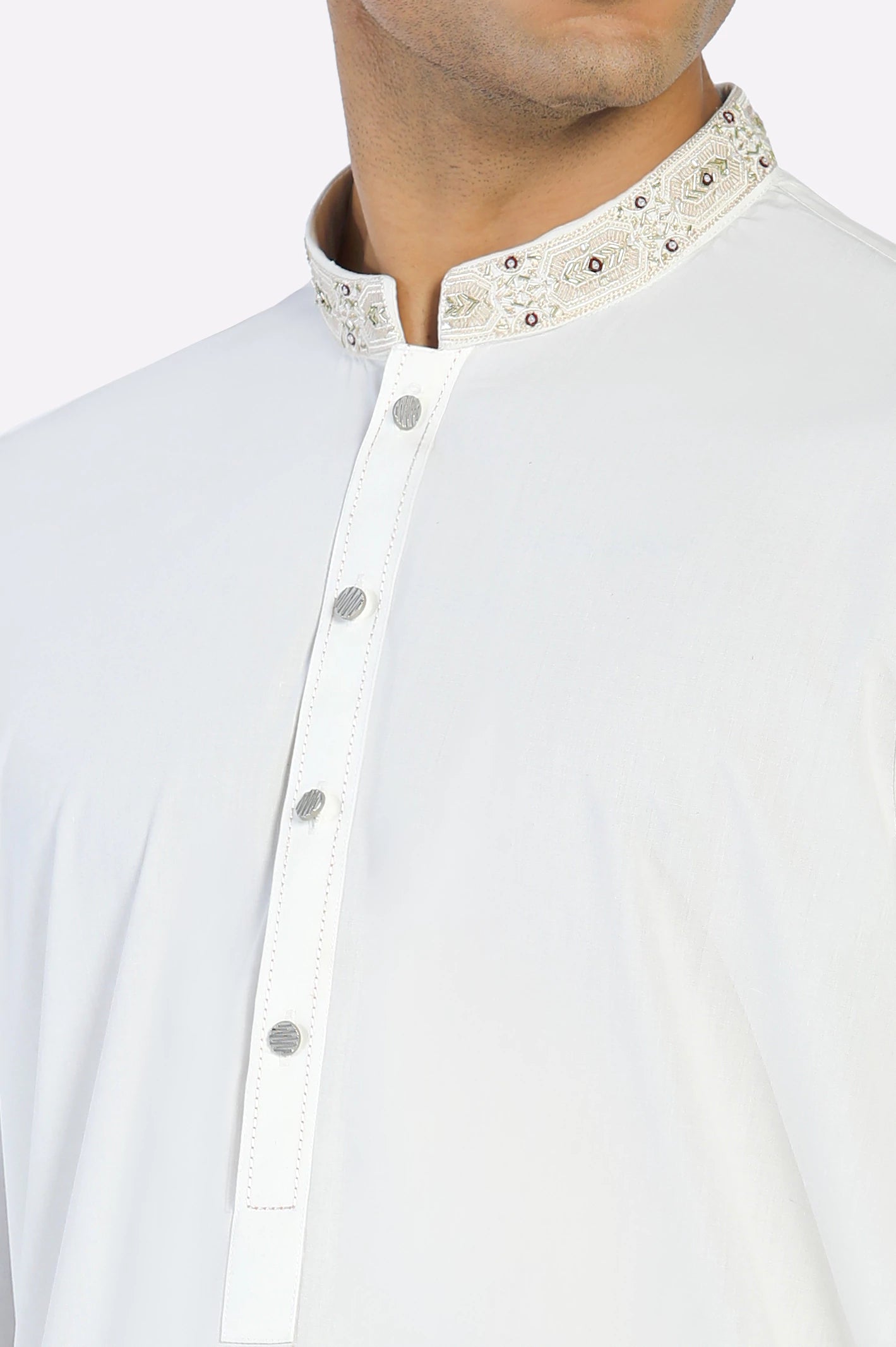 Off White Wash & Wear Shalwar Kameez - Image 3
