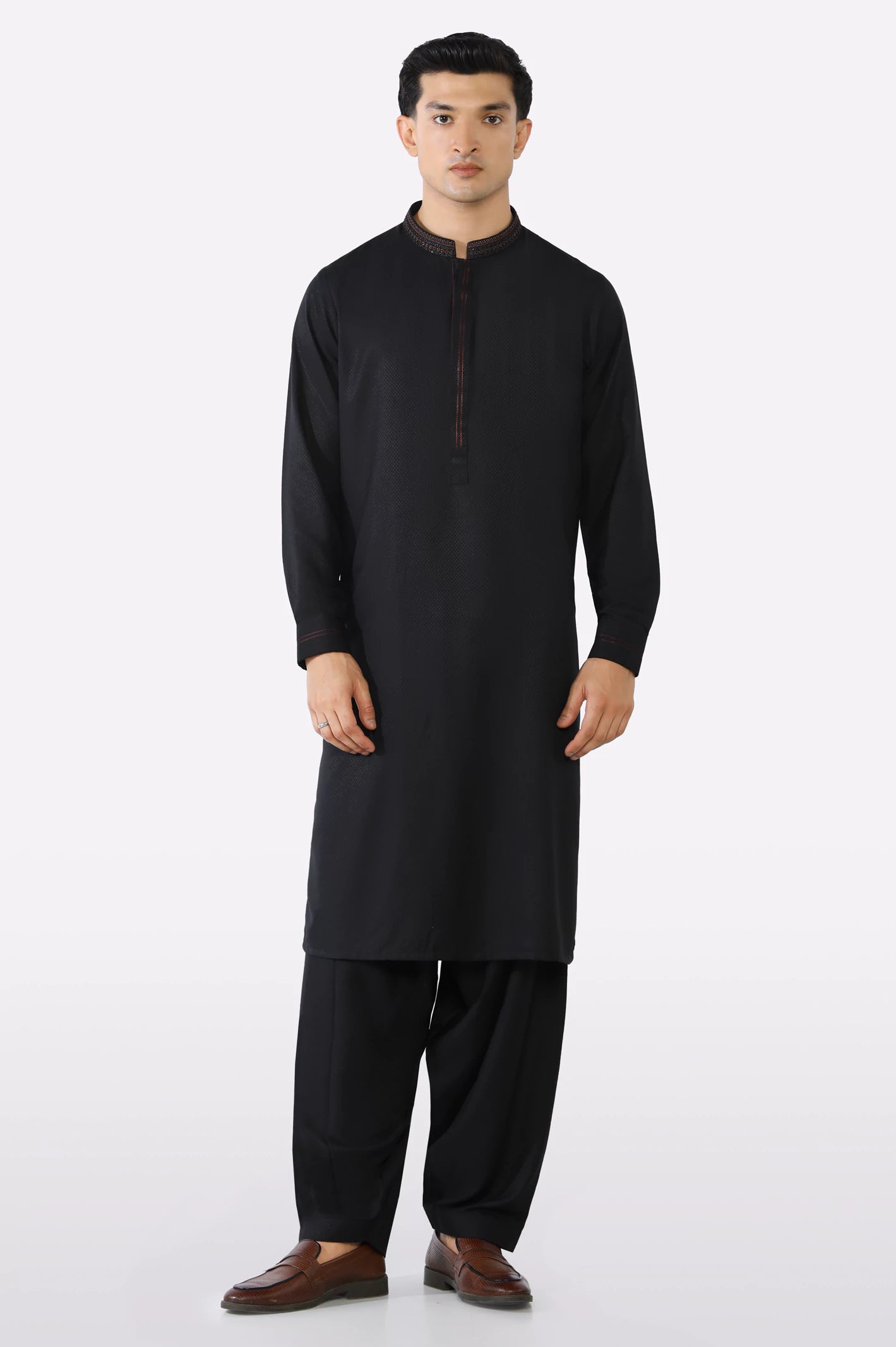 Black Wash & Wear Shalwar Kameez - Image 2
