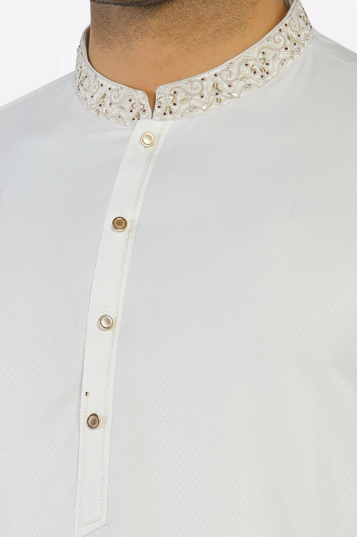 Cream Wash & Wear Shalwar Kameez - Image 3