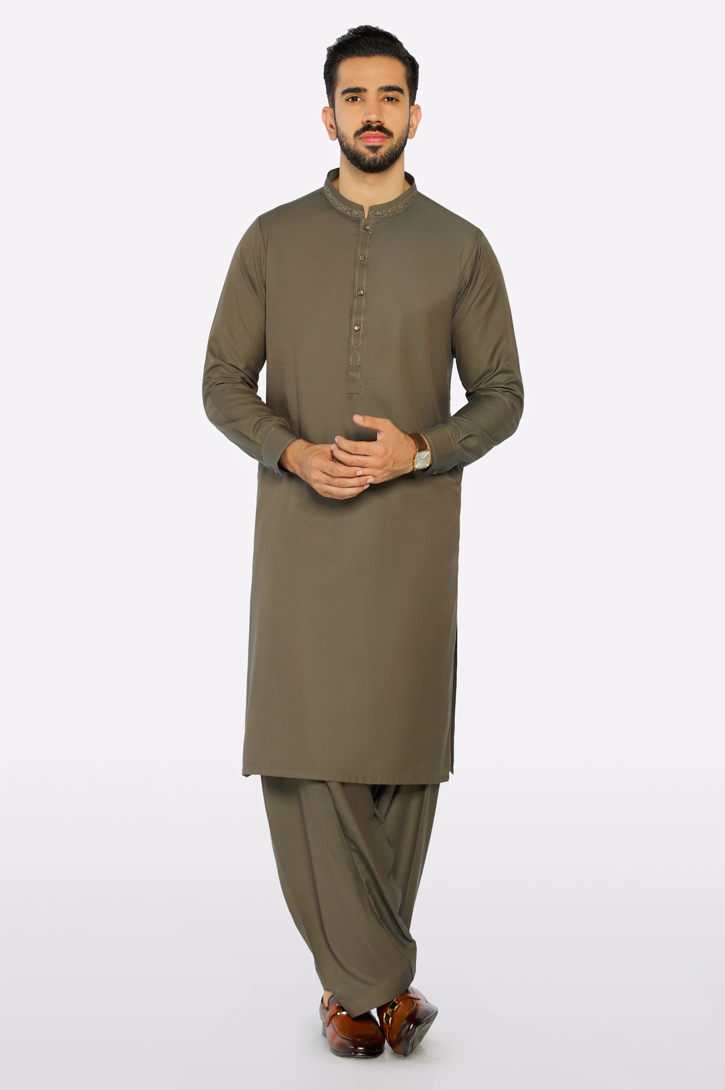 Dark Green Wash & Wear Shalwar Kameez - Image 2