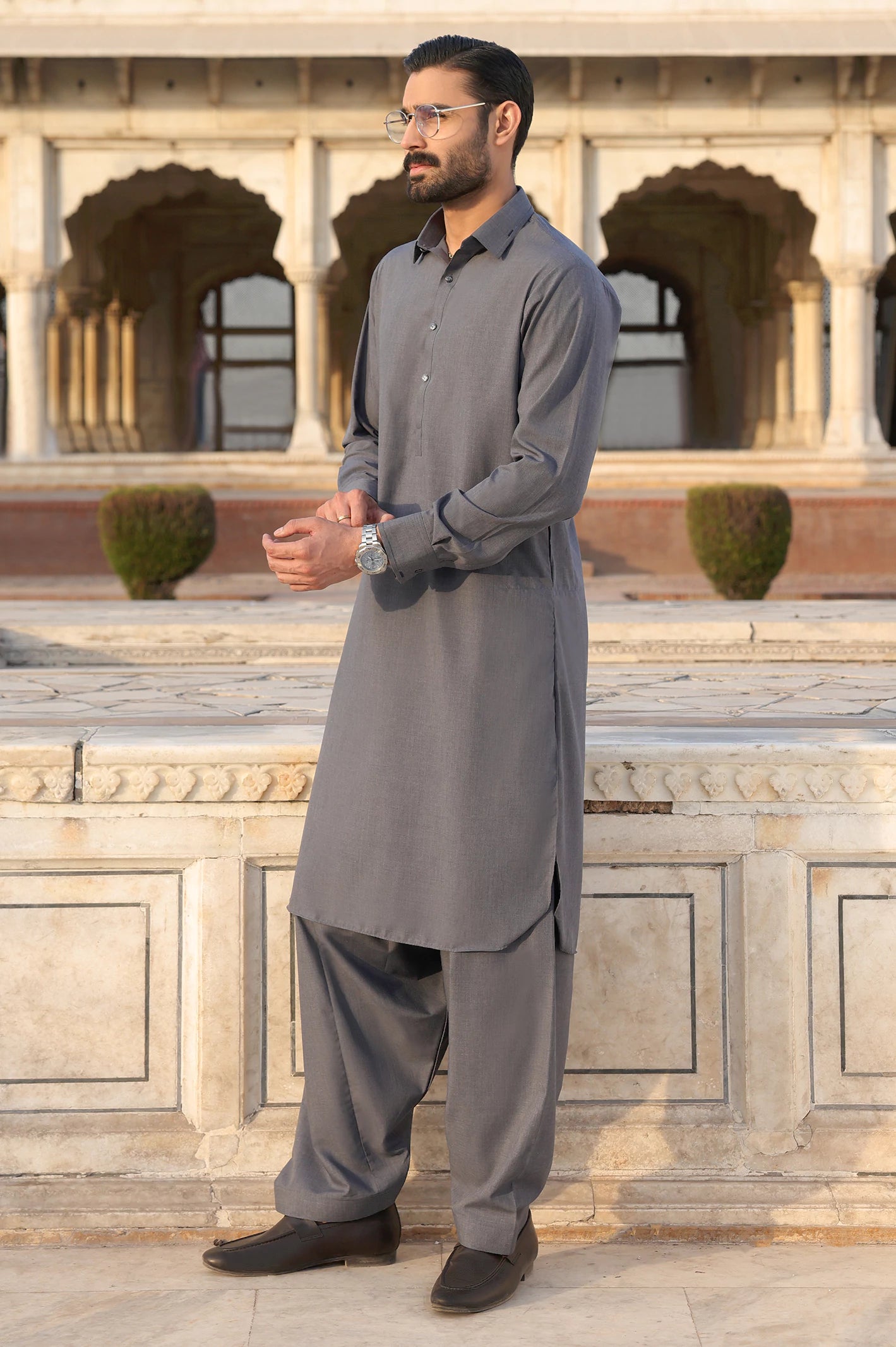 Grey Wash & Wear Shalwar Kameez - Image 4