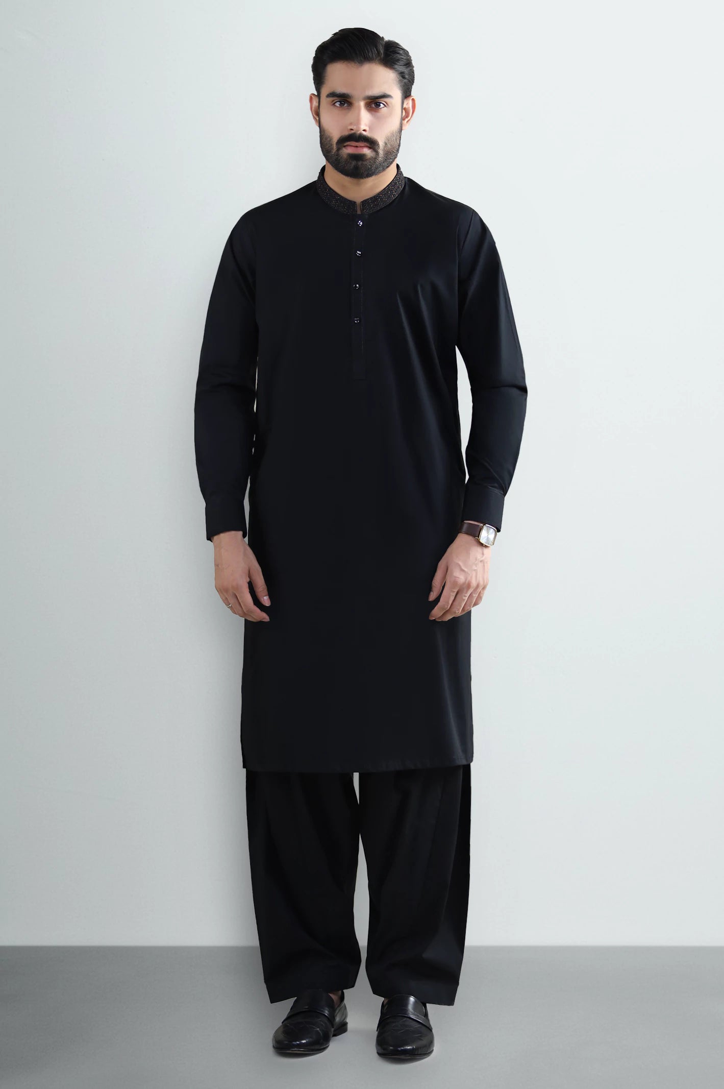 Black Cotton Shalwar Kameez - Image 2