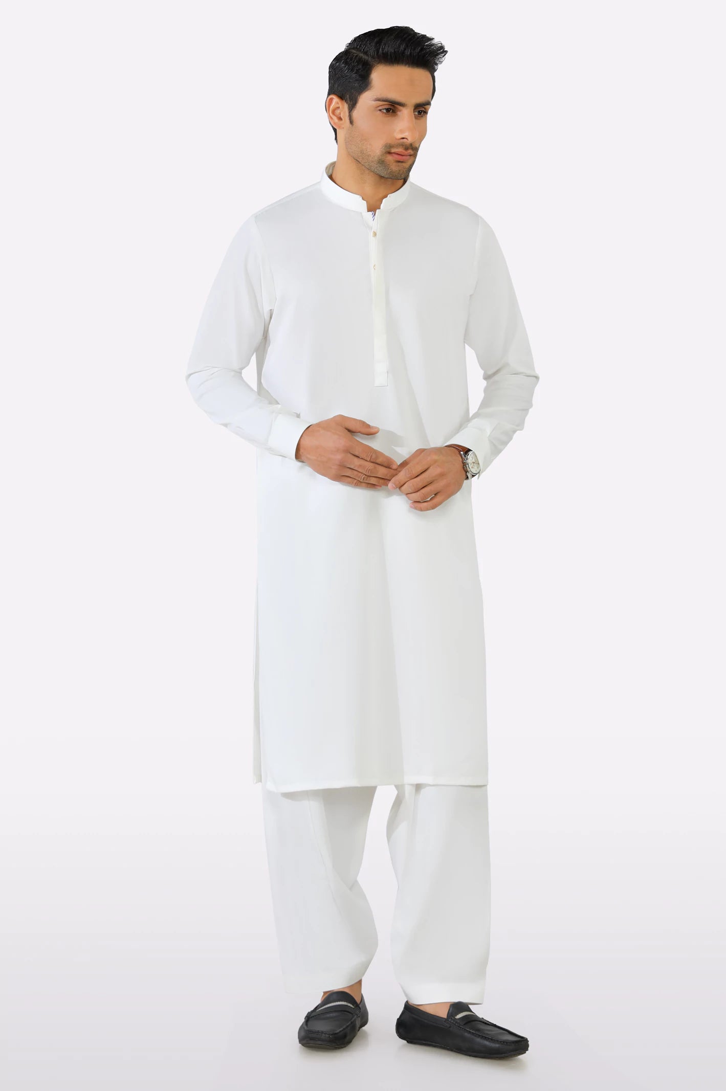 Off White Wash & Wear Shalwar Kameez - Image 2
