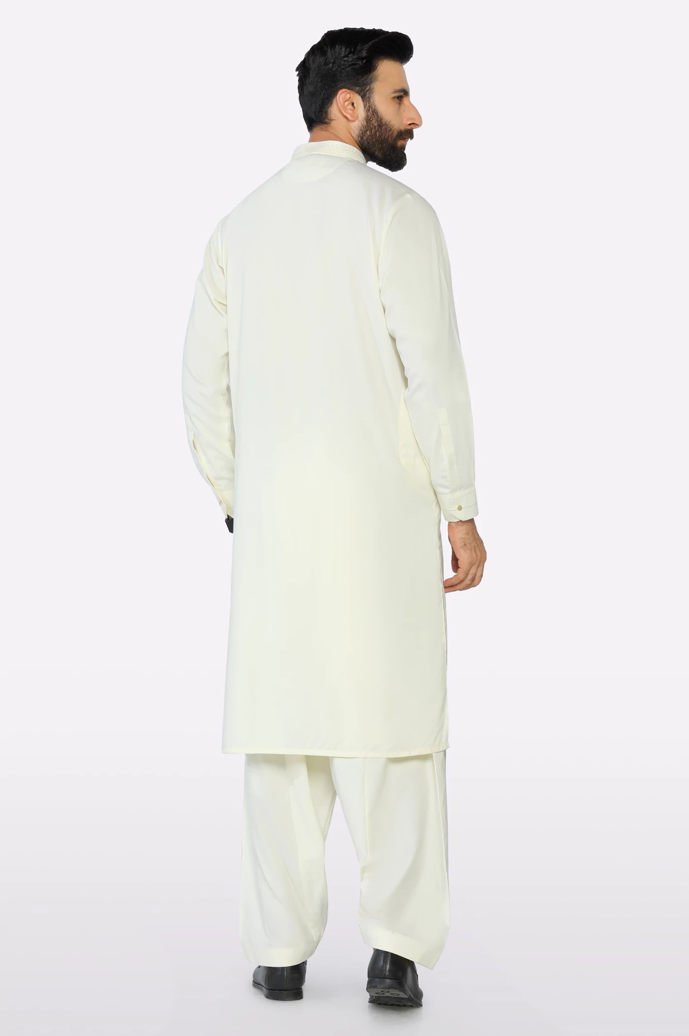 Cream Wash & Wear Shalwar Kameez - Image 4