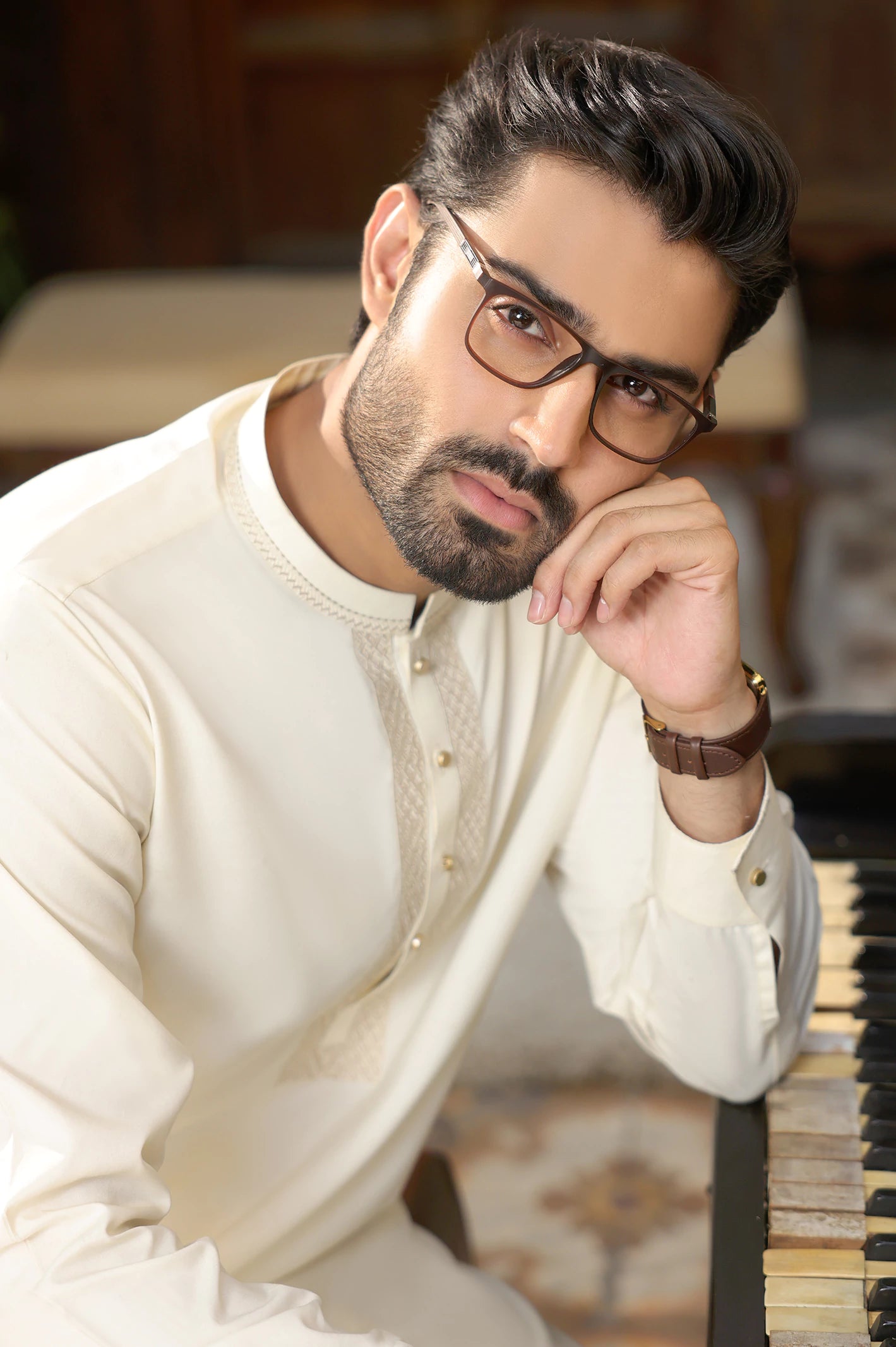 Cream Wash & Wear Shalwar Kameez - Image 3