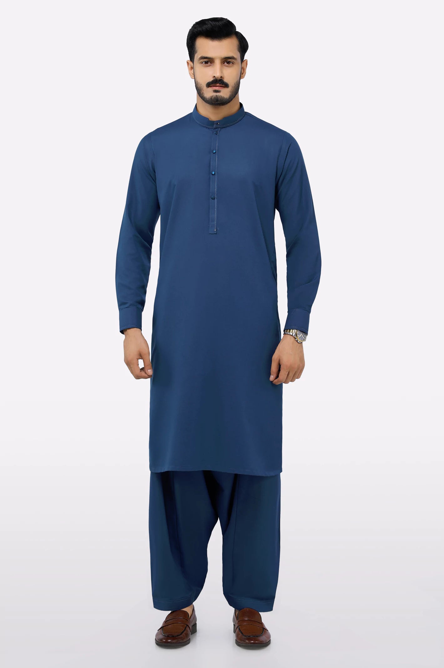 Blue Wash & Wear Shalwar Kameez - Image 2