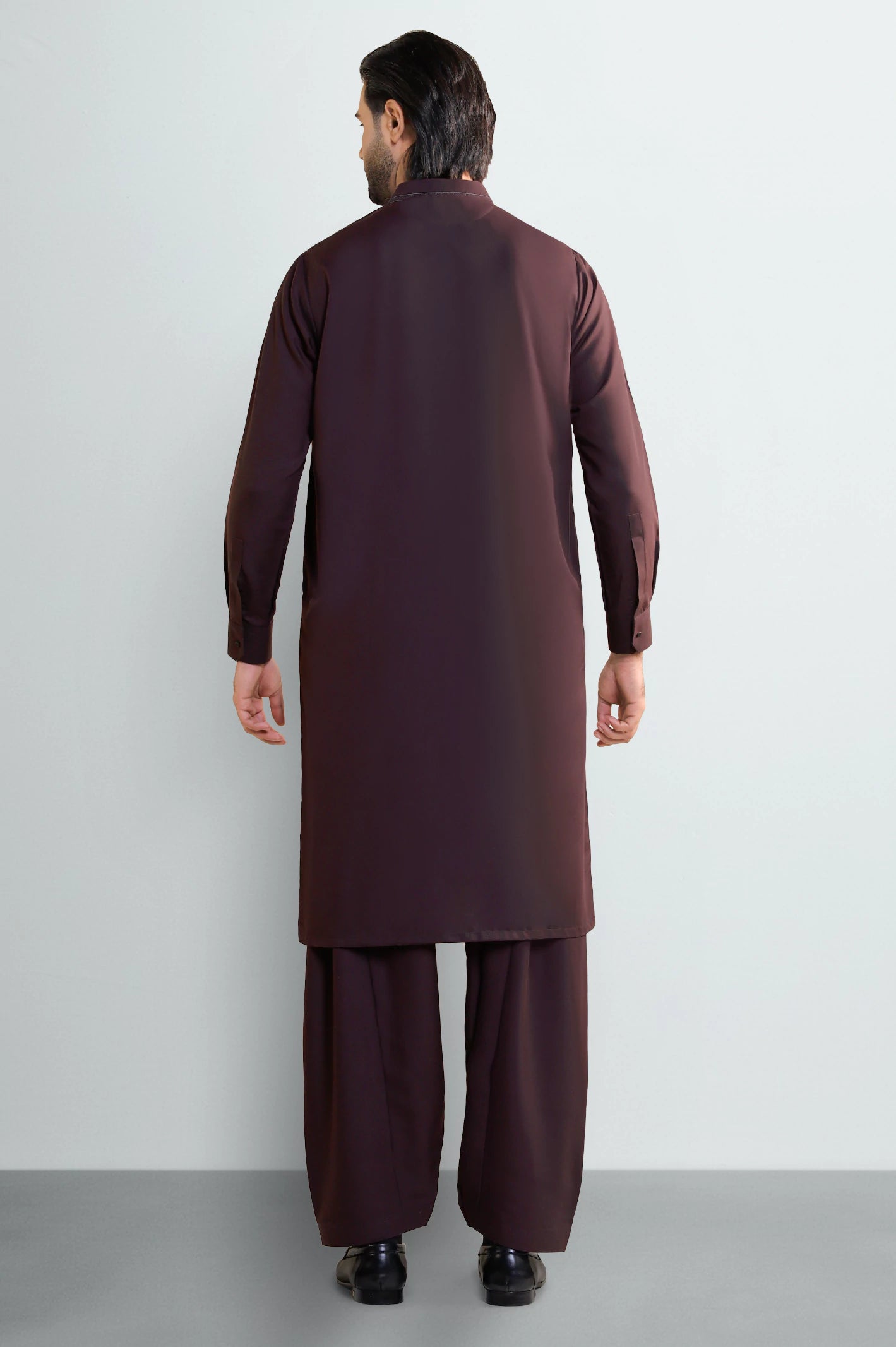 Coffee Brown Wash & Wear Shalwar Kameez - Image 4