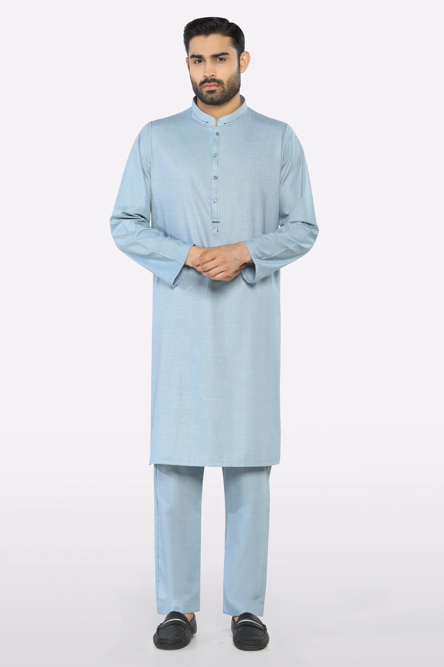 Light Blue Wash & Wear Kurta Pajama - Image 2