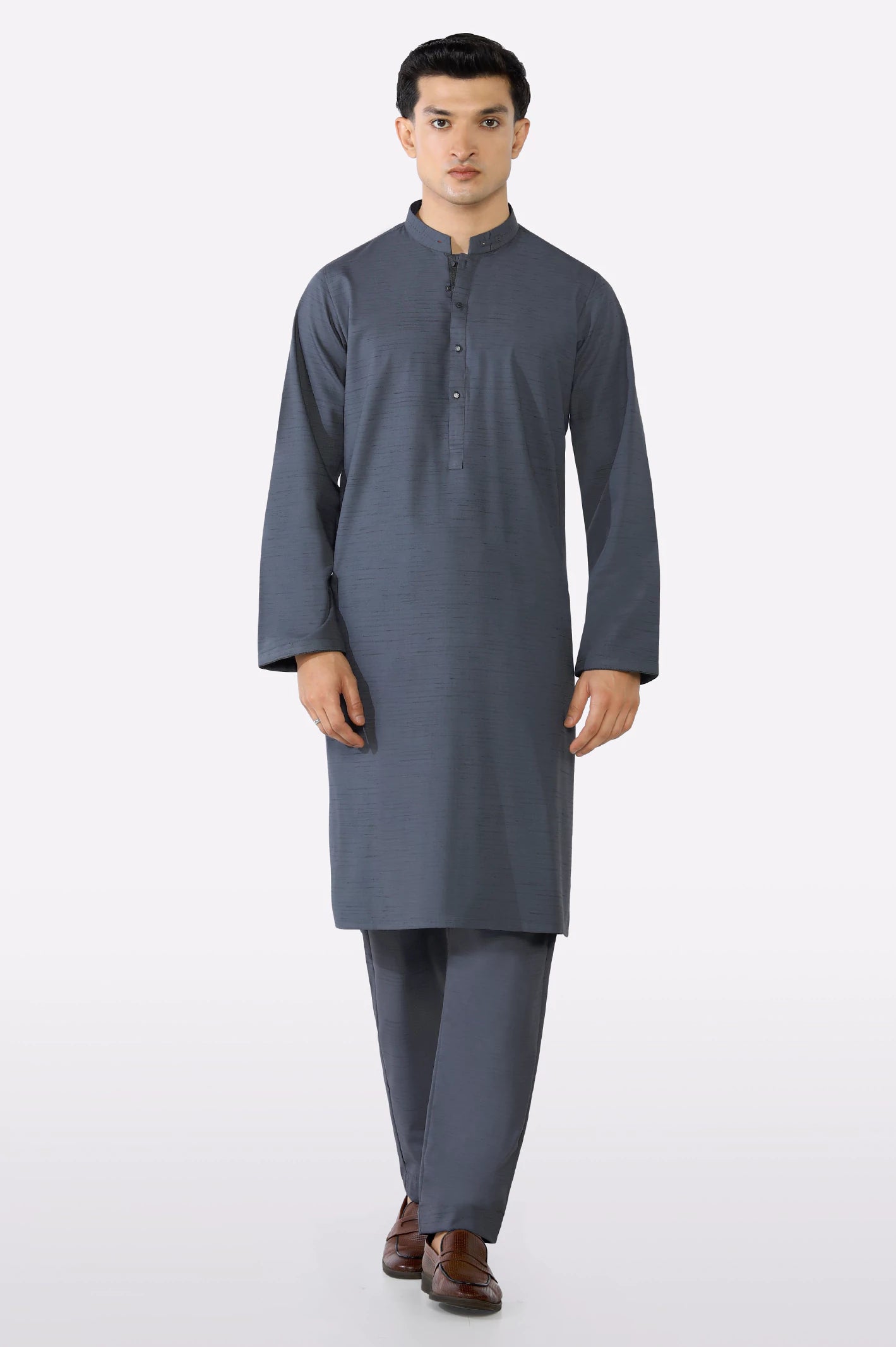 Grey Wash & Wear Kurta Pajama - Image 2