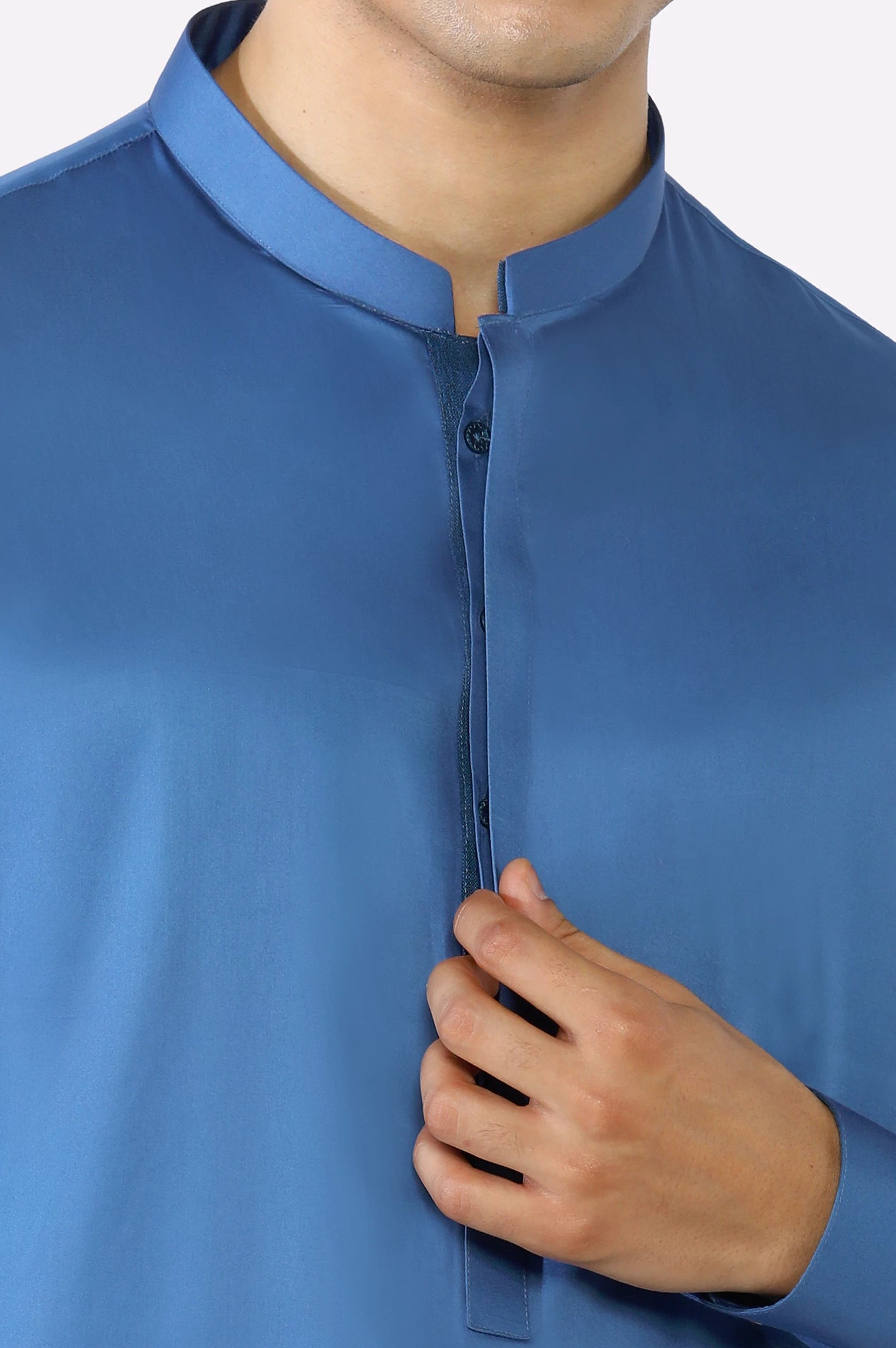 Blue Cotton Shalwar Kameez - Image 3