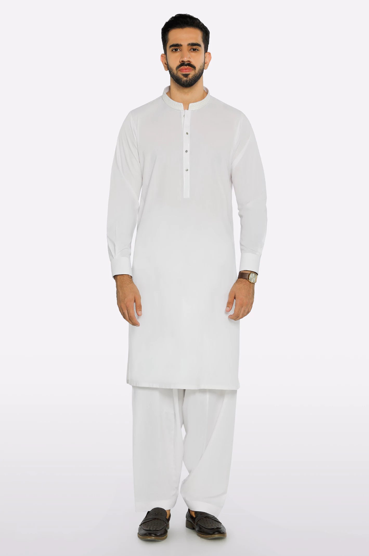 Off White Wash & Wear Shalwar Kameez - Image 2