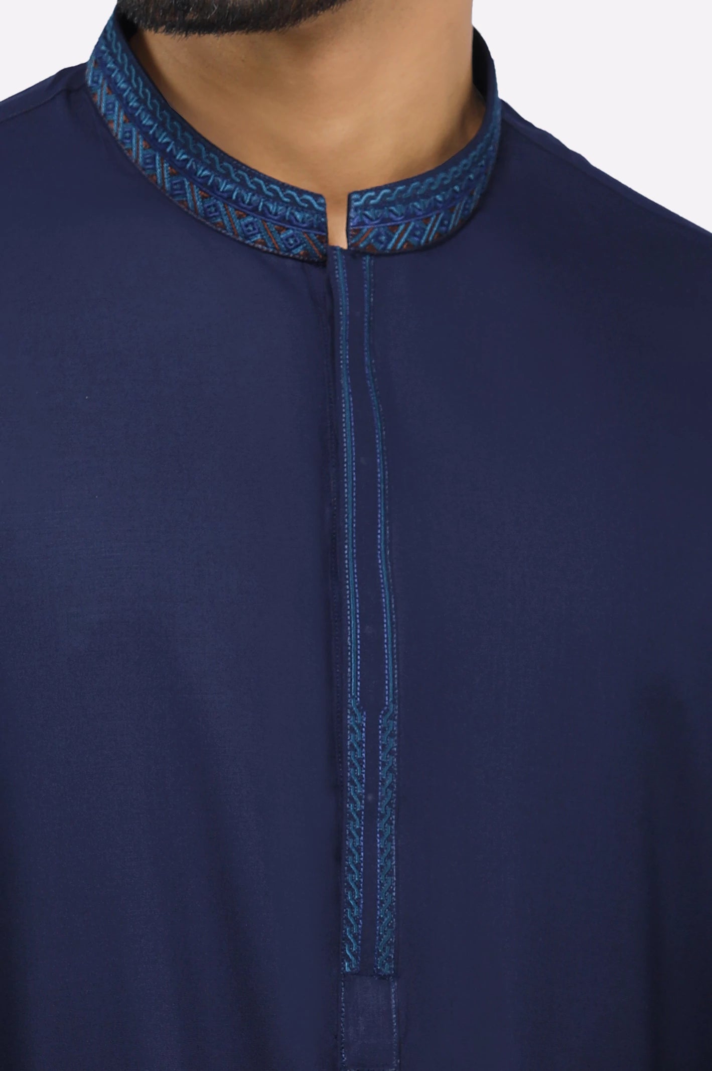 Dark Blue Wash & Wear Shalwar Kameez - Image 3