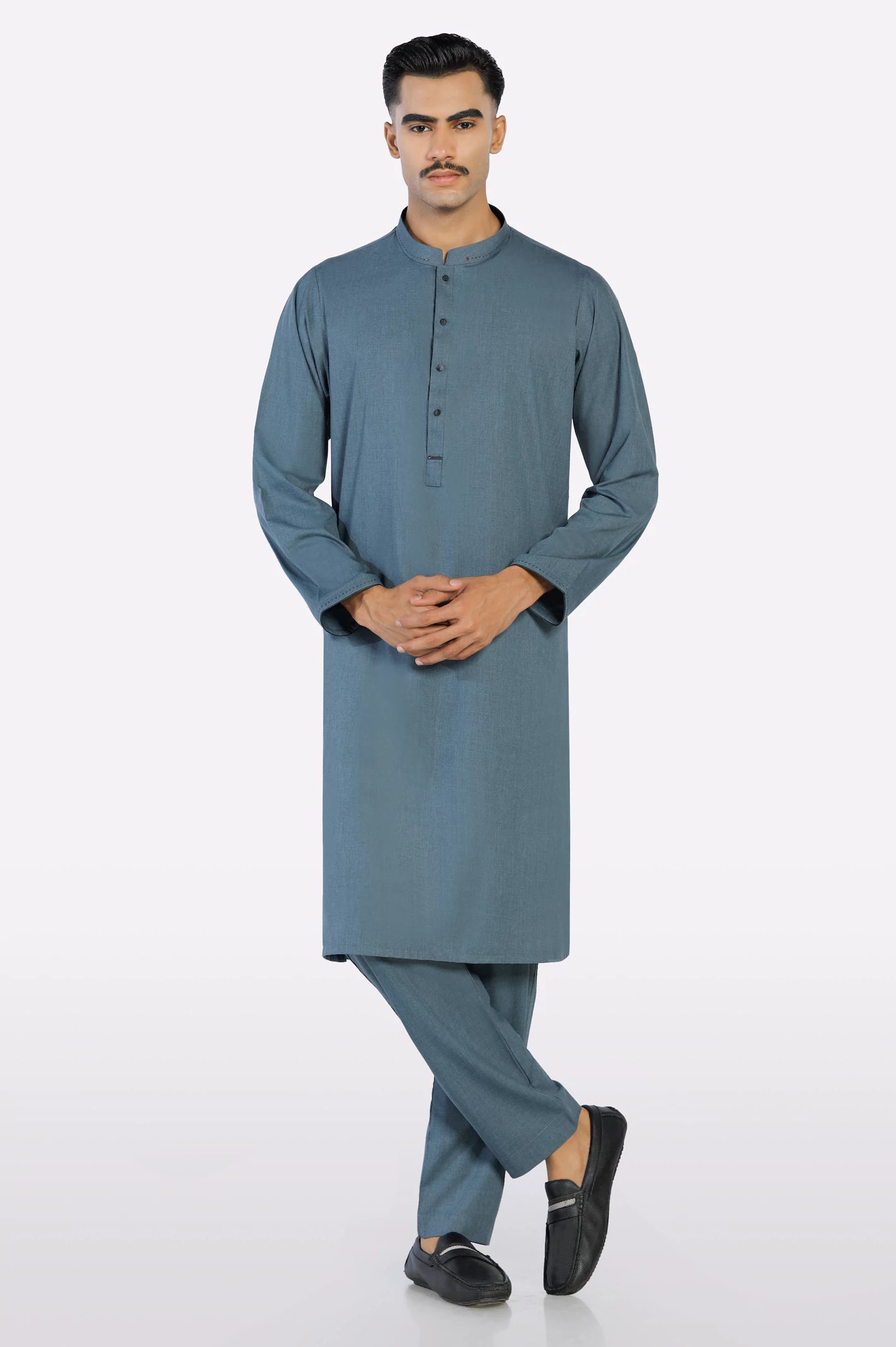 Blue Wash & Wear Kurta Pajama - Image 2
