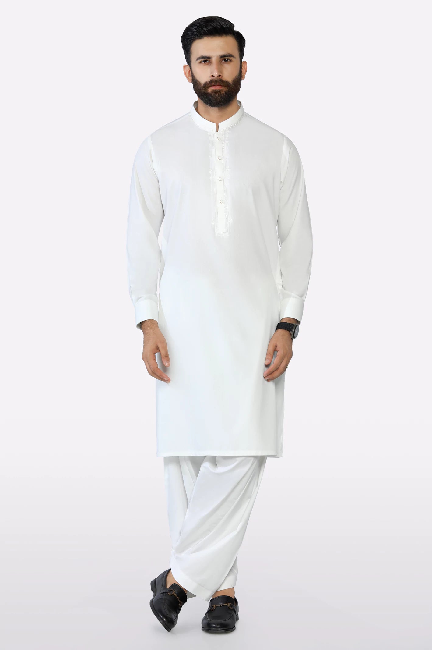 Off White Wash & Wear Shalwar Kameez - Image 2