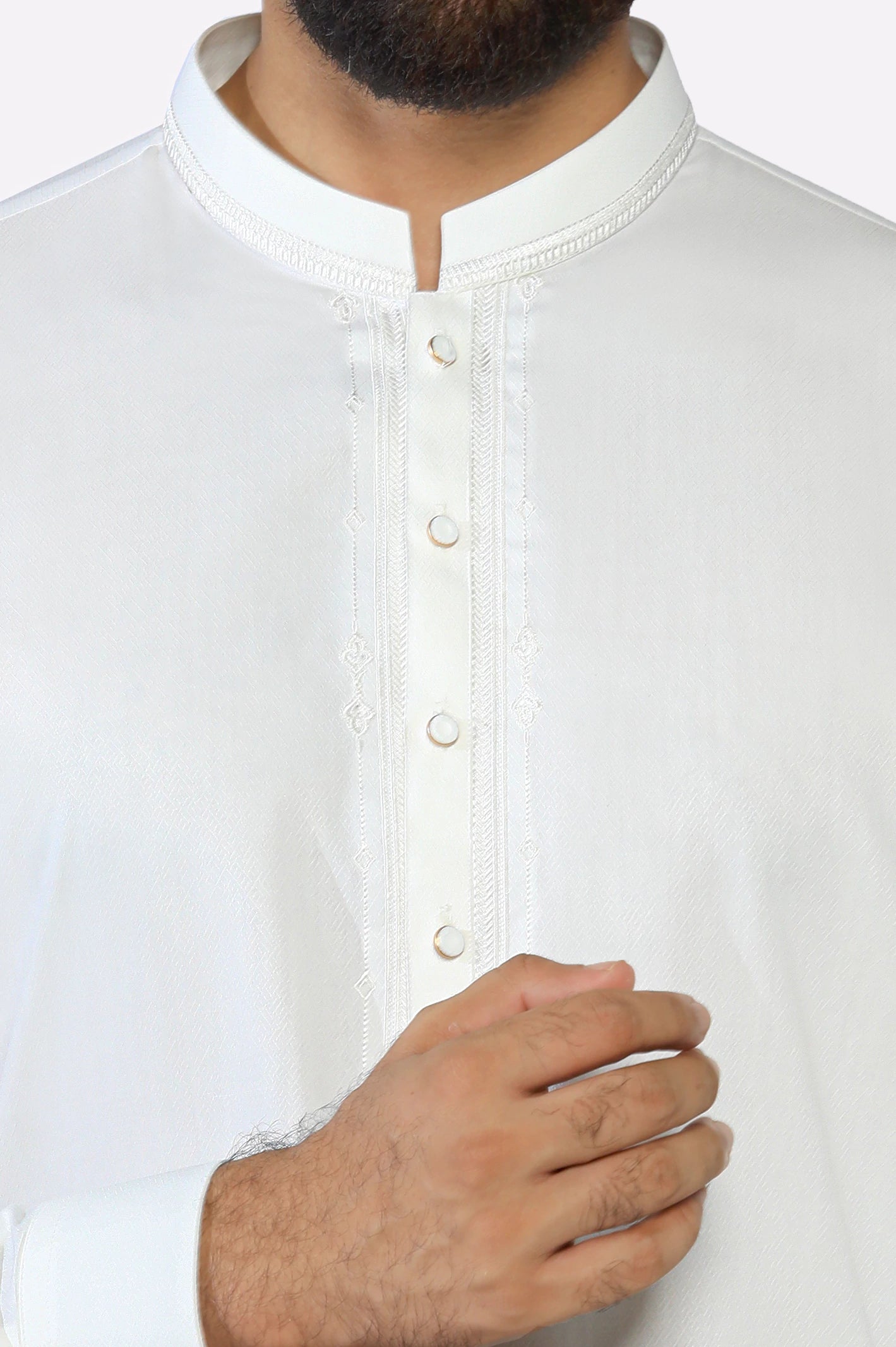 Off White Wash & Wear Shalwar Kameez - Image 3