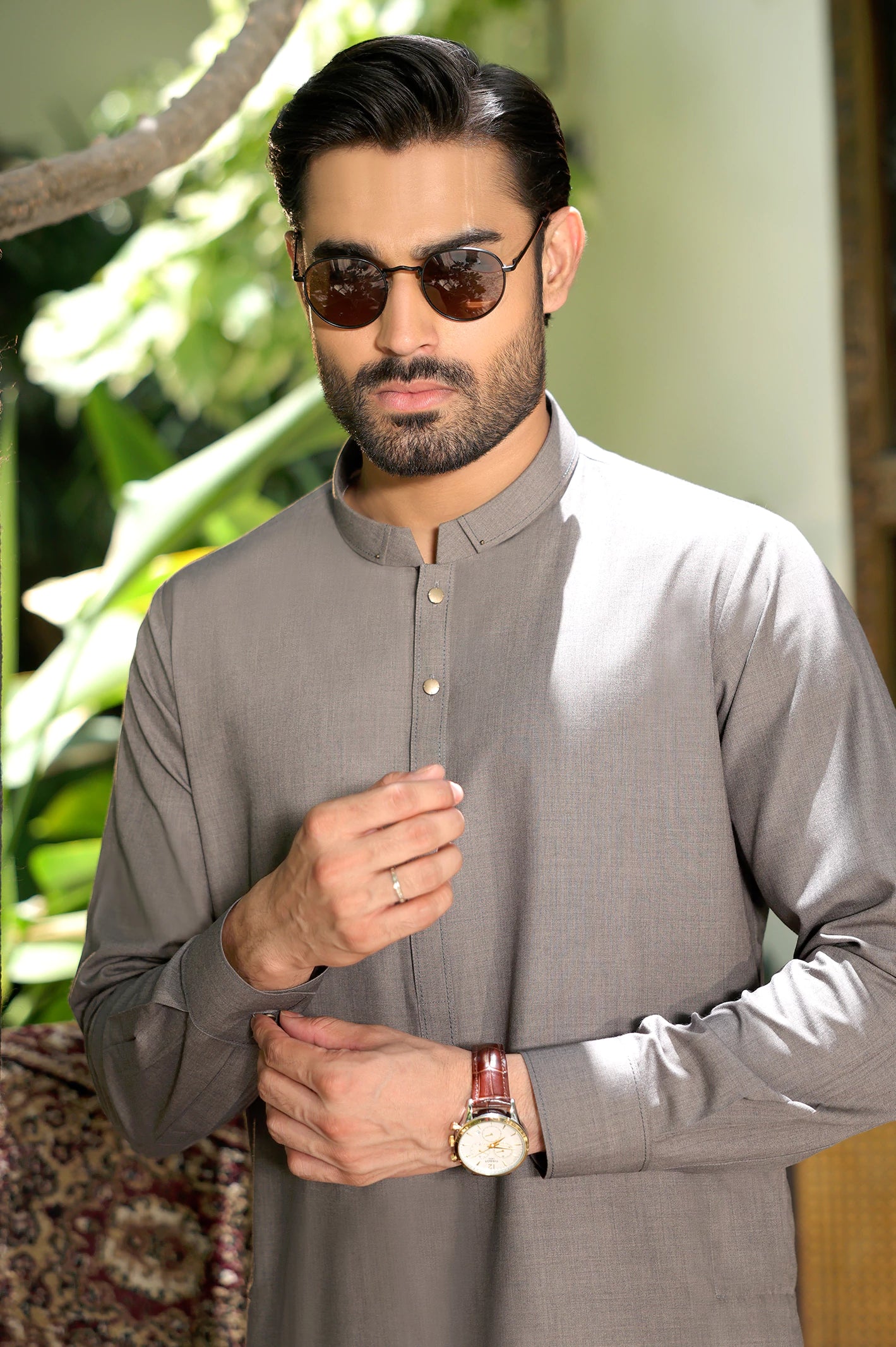 Light Grey Wash & Wear Kurta Pajama - Image 3
