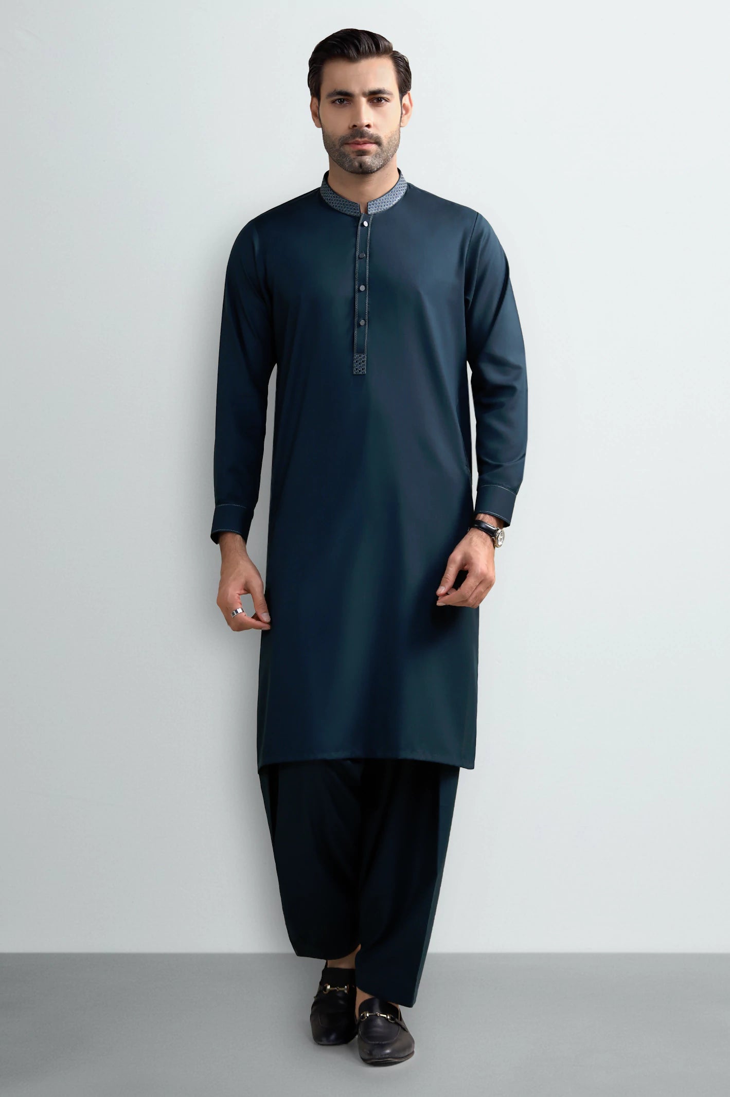 Dark Green Wash & Wear Shalwar Kameez - Image 2