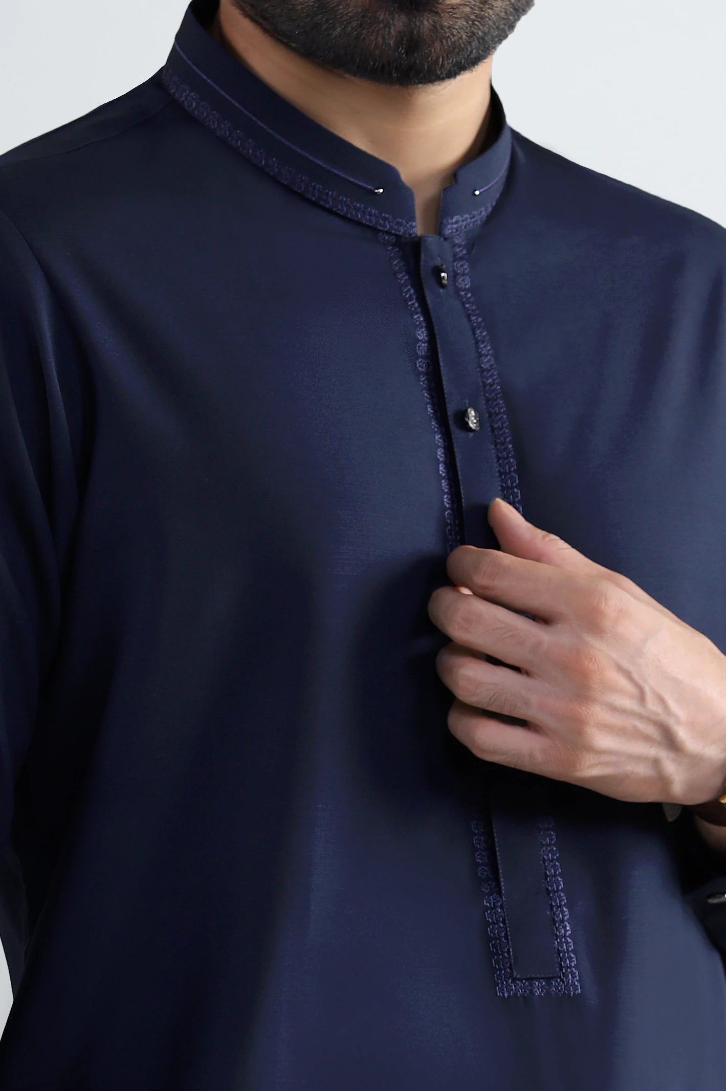 Navy Blue Wash & Wear Shalwar Kameez - Image 3