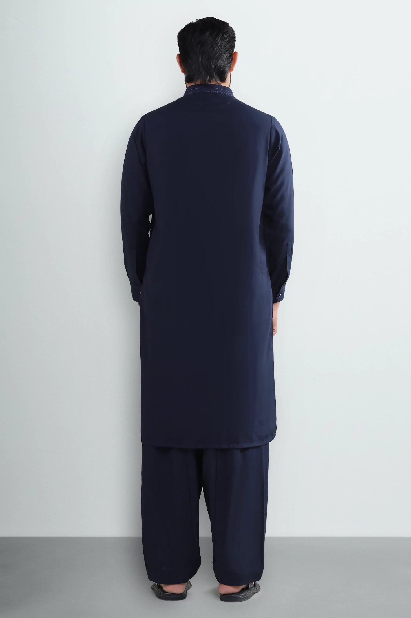 Navy Blue Wash & Wear Shalwar Kameez - Image 4
