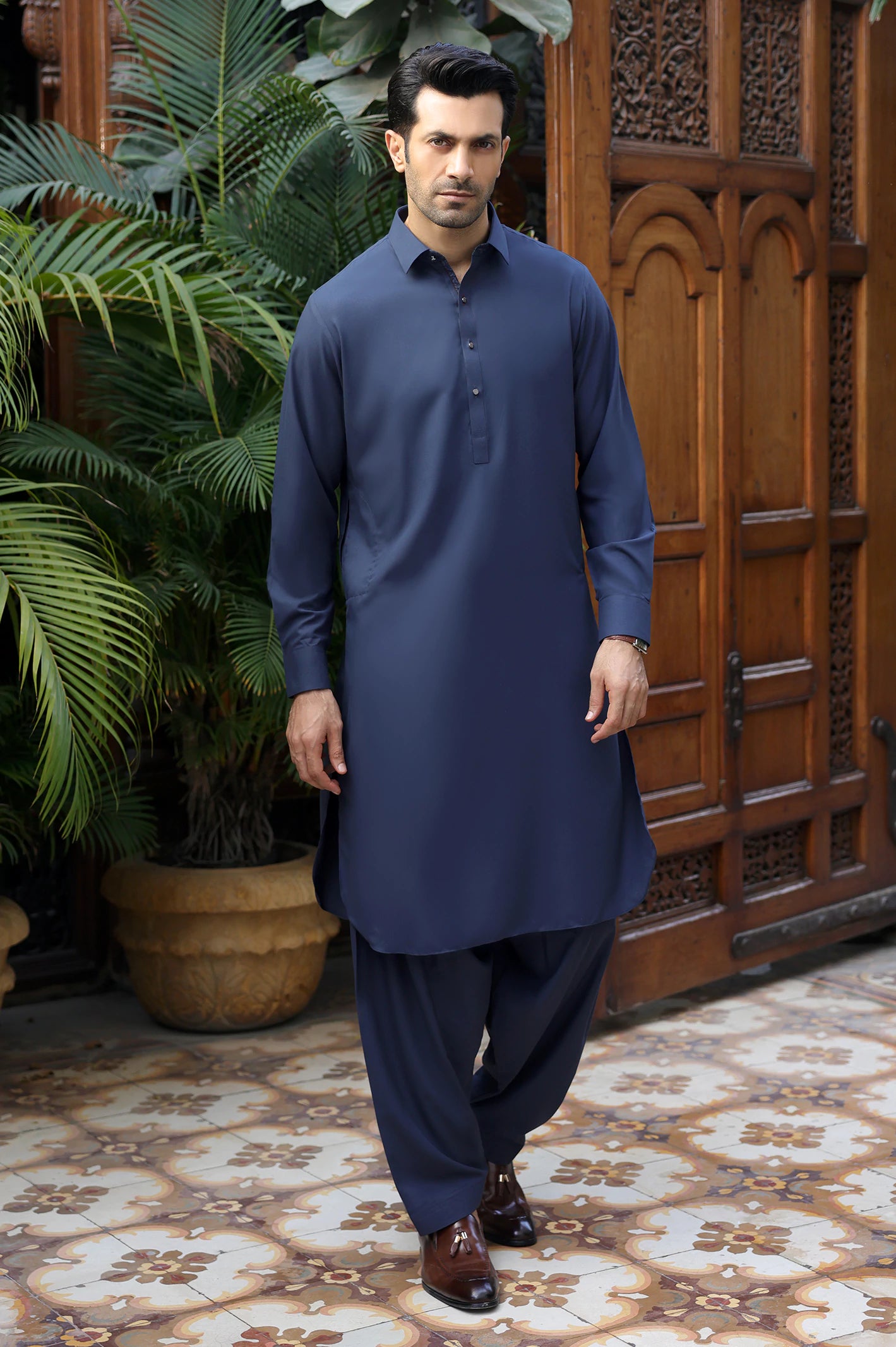 Dark Grey Wash & Wear Shalwar Kameez - Image 6