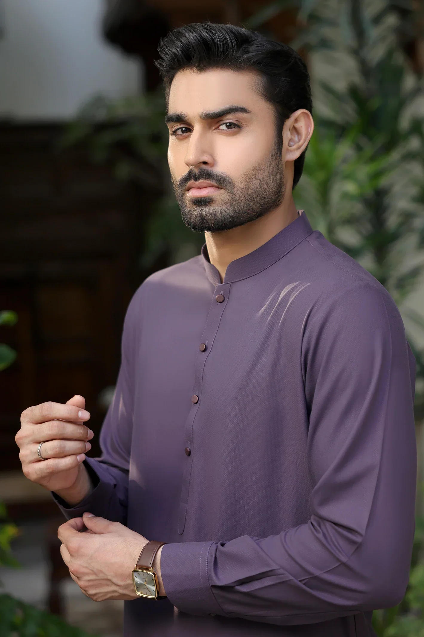 Dark Purple Wash & Wear Shalwar Kameez - Image 3