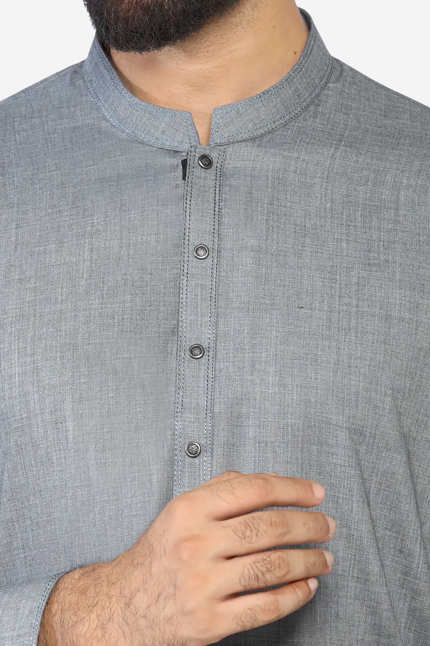 Gray Wash & Wear Shalwar Kameez - Image 3