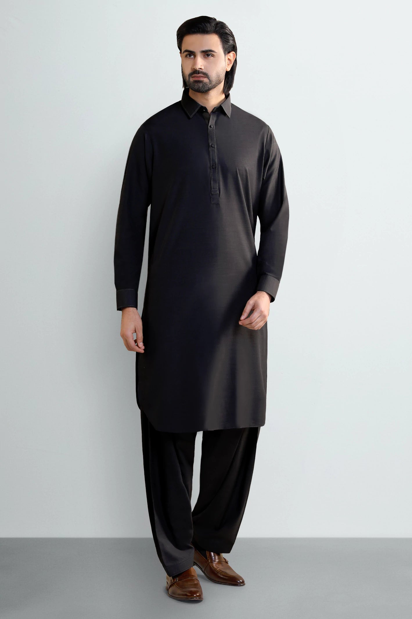 Black Wash & Wear Shalwar Kameez - Image 2