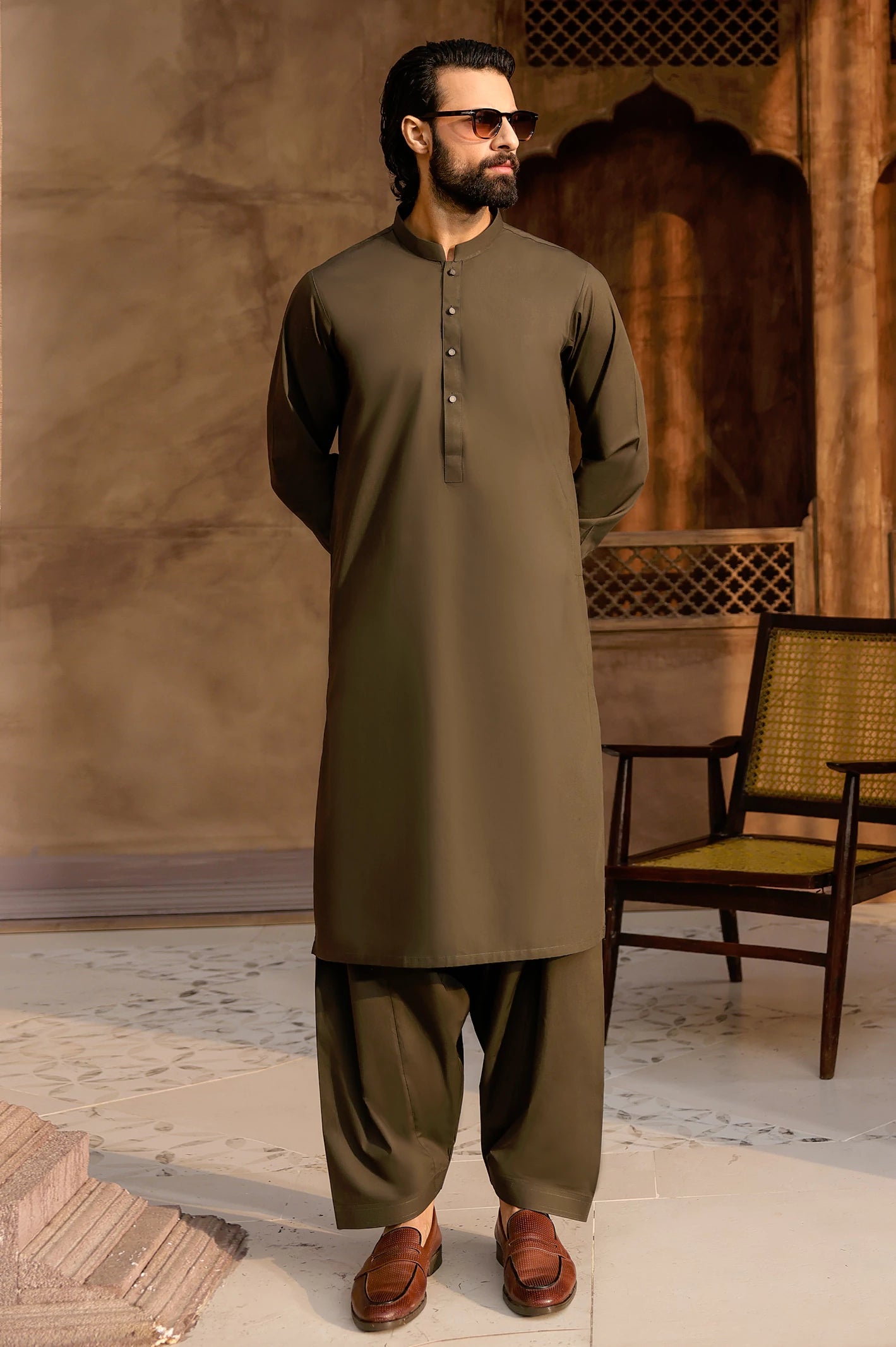 Dark Green Cotton Shalwar Kameez - Image 4