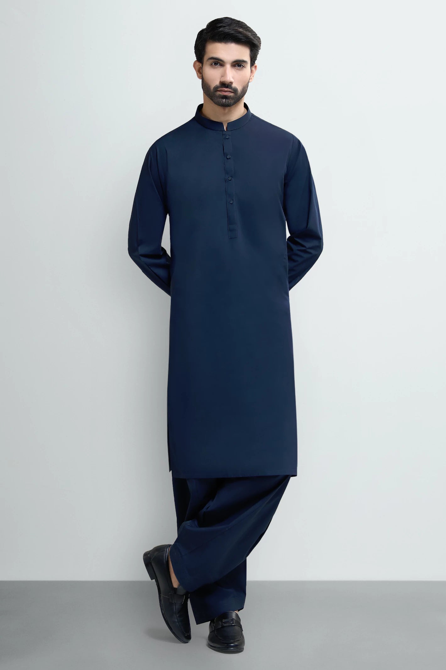 Navy Blue Cotton Shalwar Kameez - Image 2
