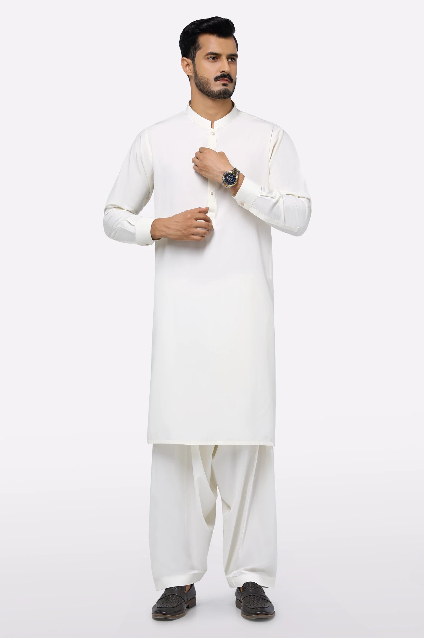 Cream Wash & Wear Shalwar Kameez - Image 2