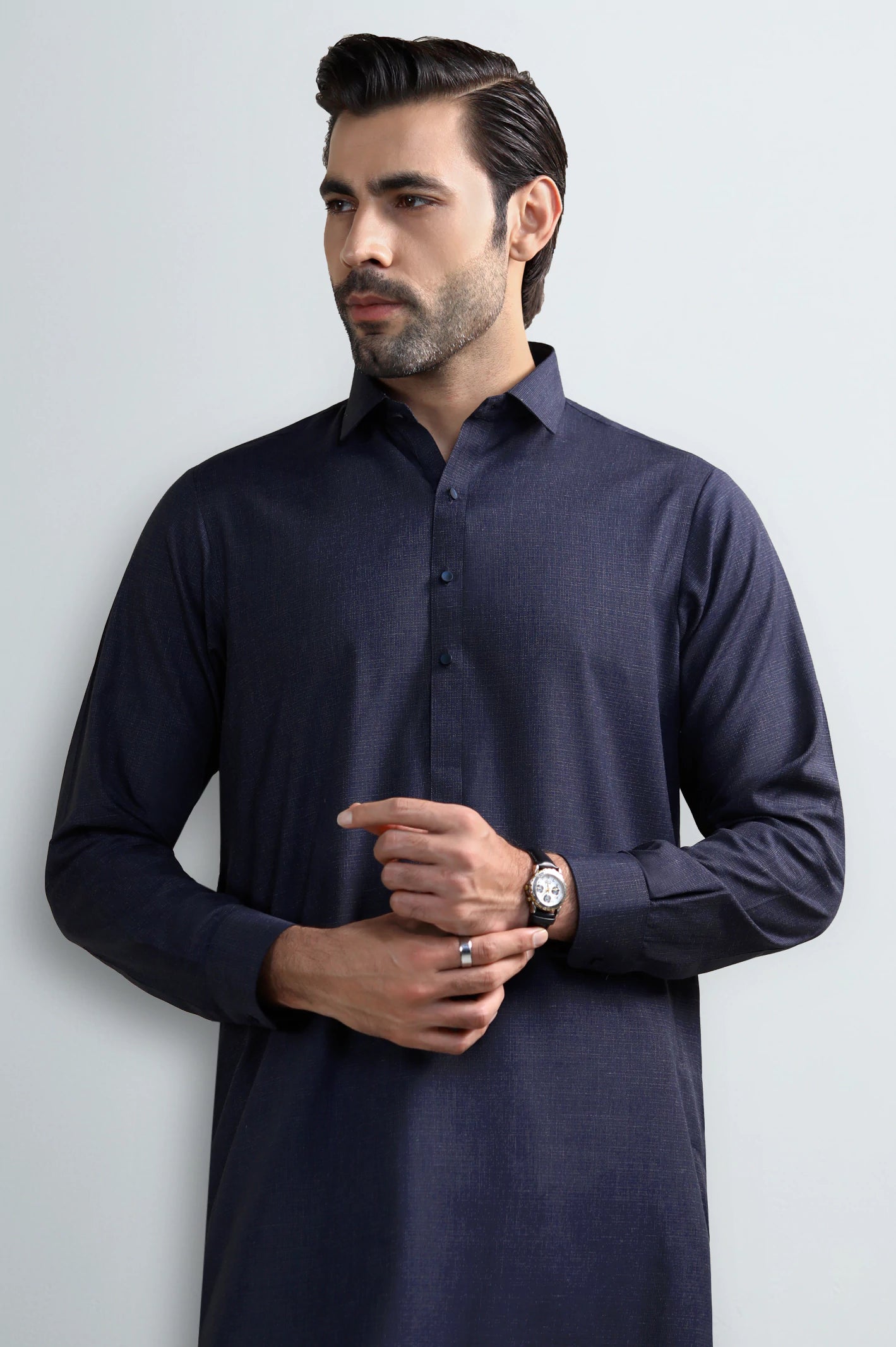 Dark Blue Wash & Wear Shalwar Kameez