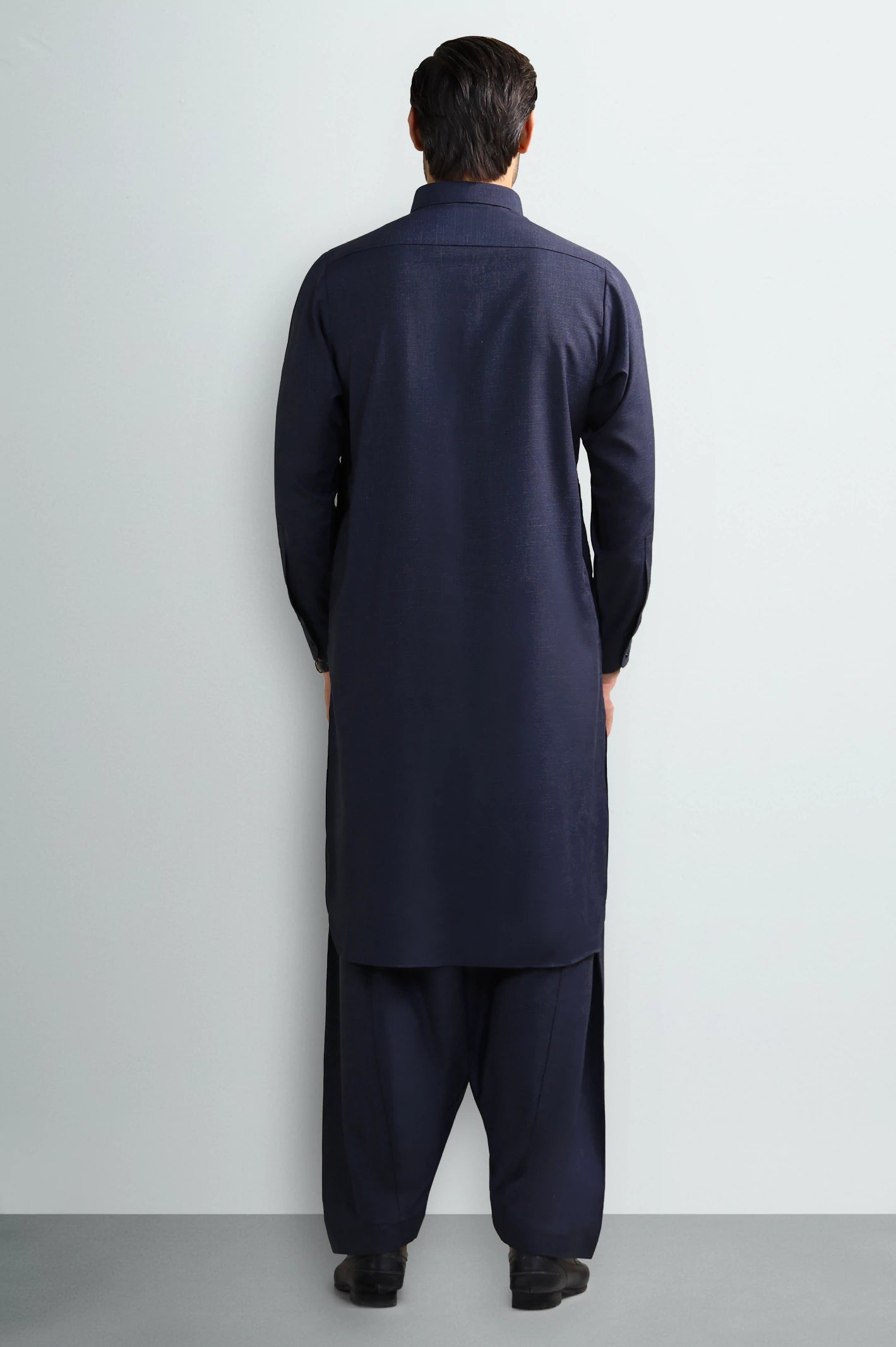 Dark Blue Wash & Wear Shalwar Kameez - Image 4