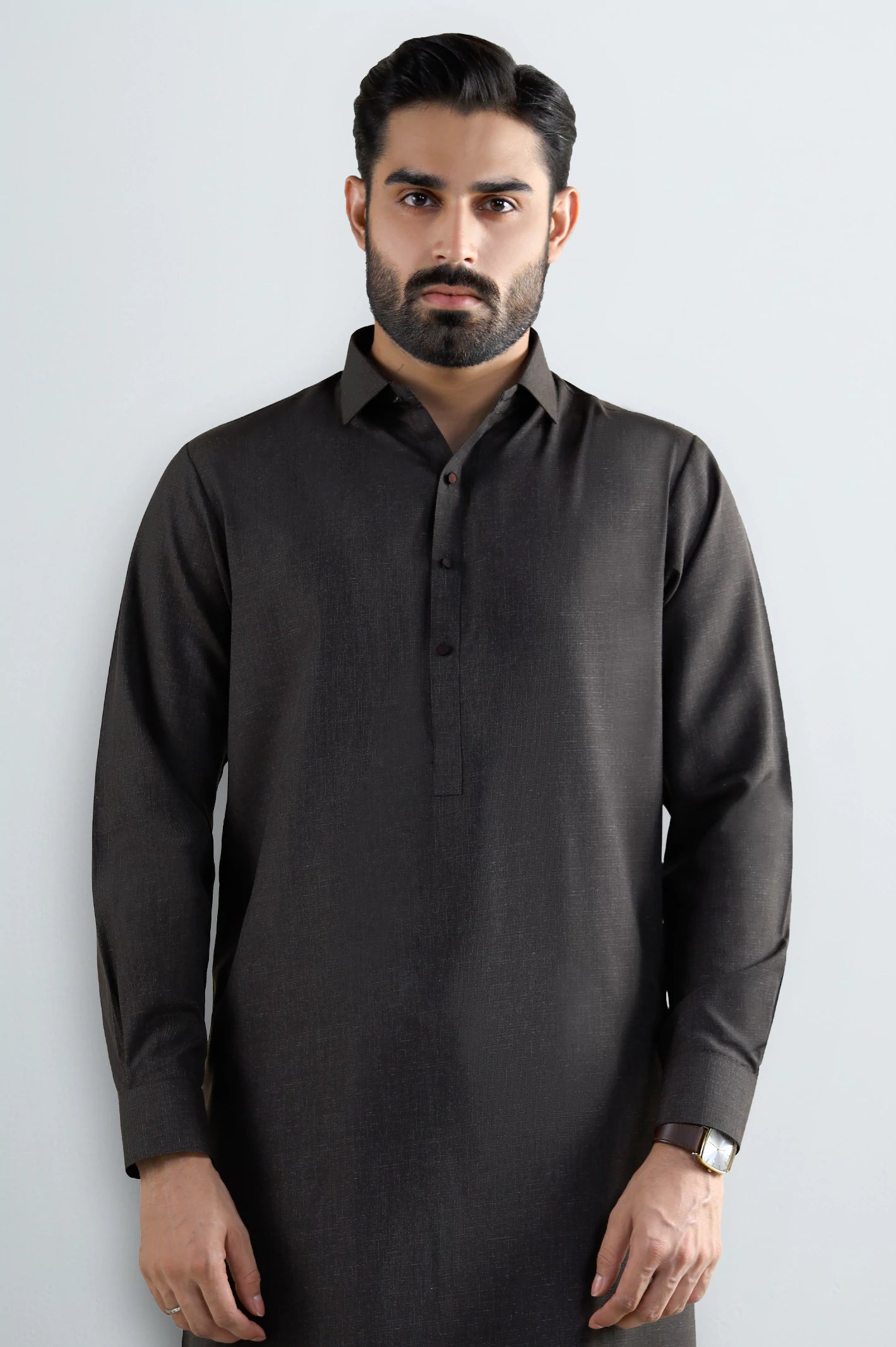 Dark Brown Wash & Wear Shalwar Kameez