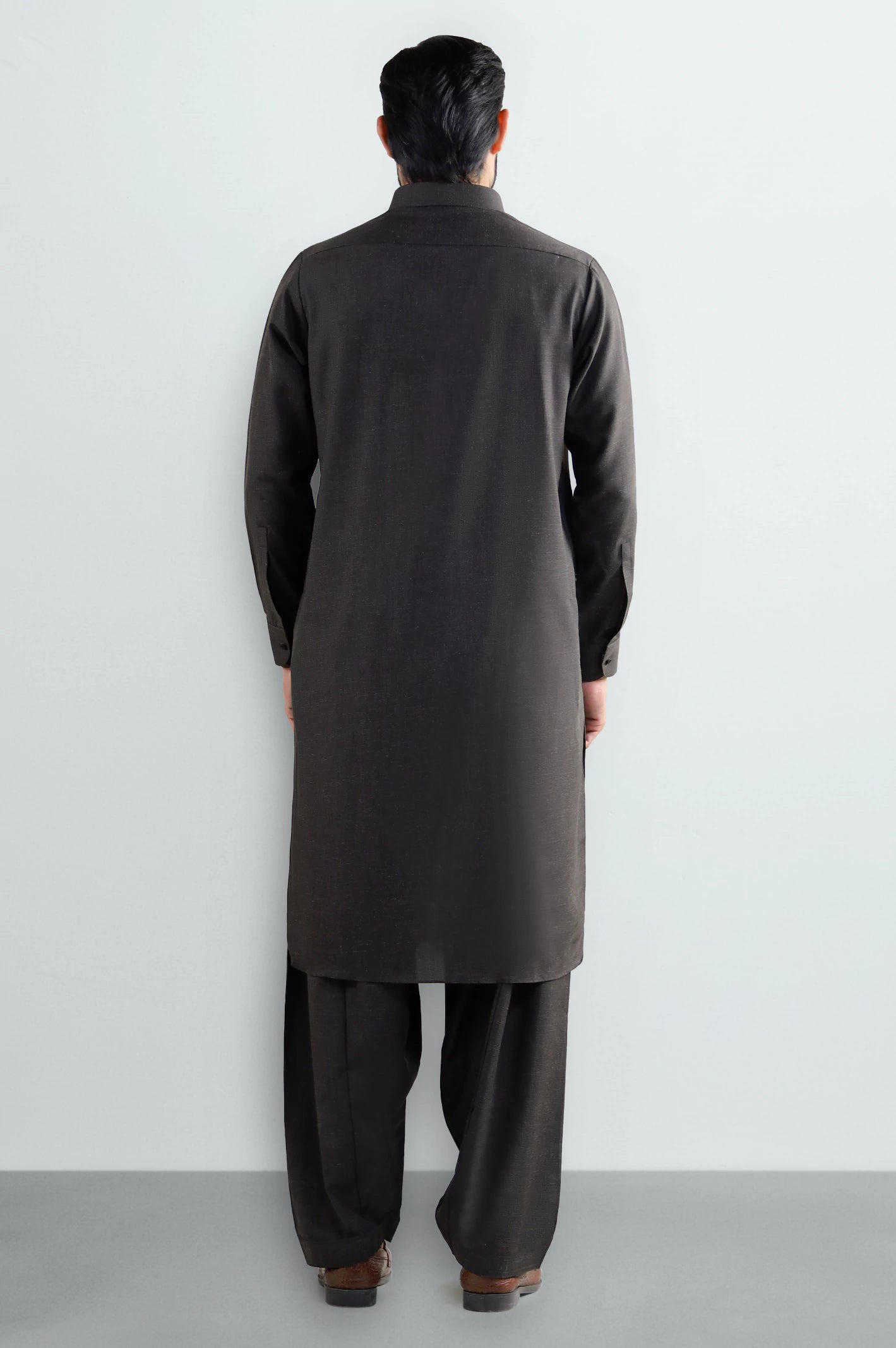 Dark Brown Wash & Wear Shalwar Kameez - Image 4