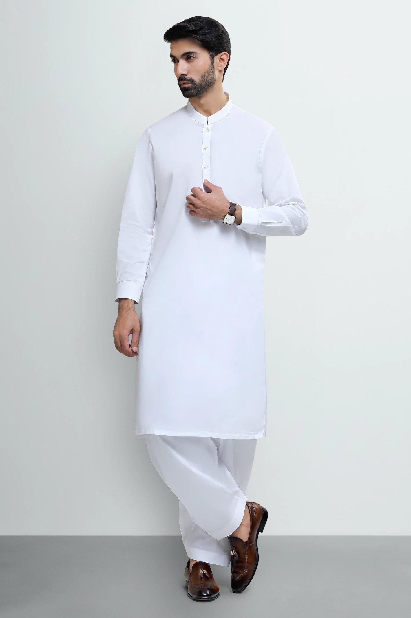 Off White Cotton Shalwar Kameez - Image 2