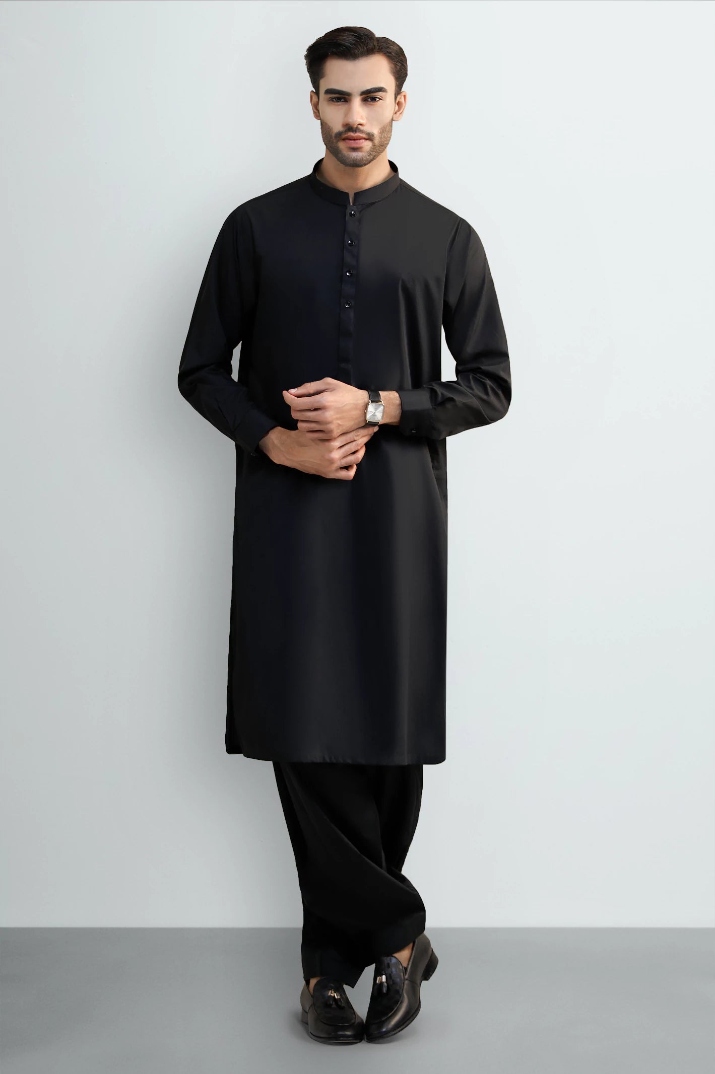 Black Cotton Shalwar Kameez - Image 2