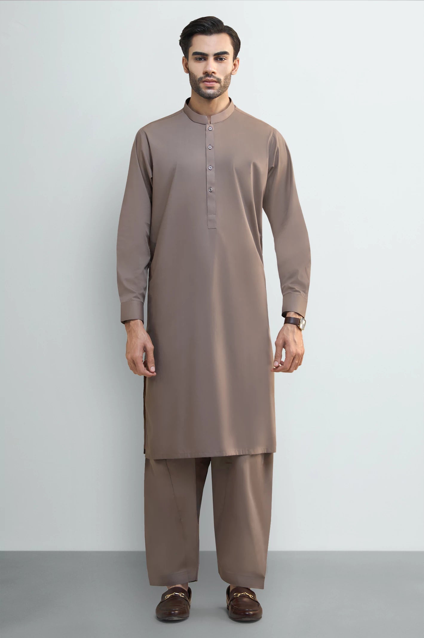 Light Brown Cotton Shalwar Kameez - Image 2