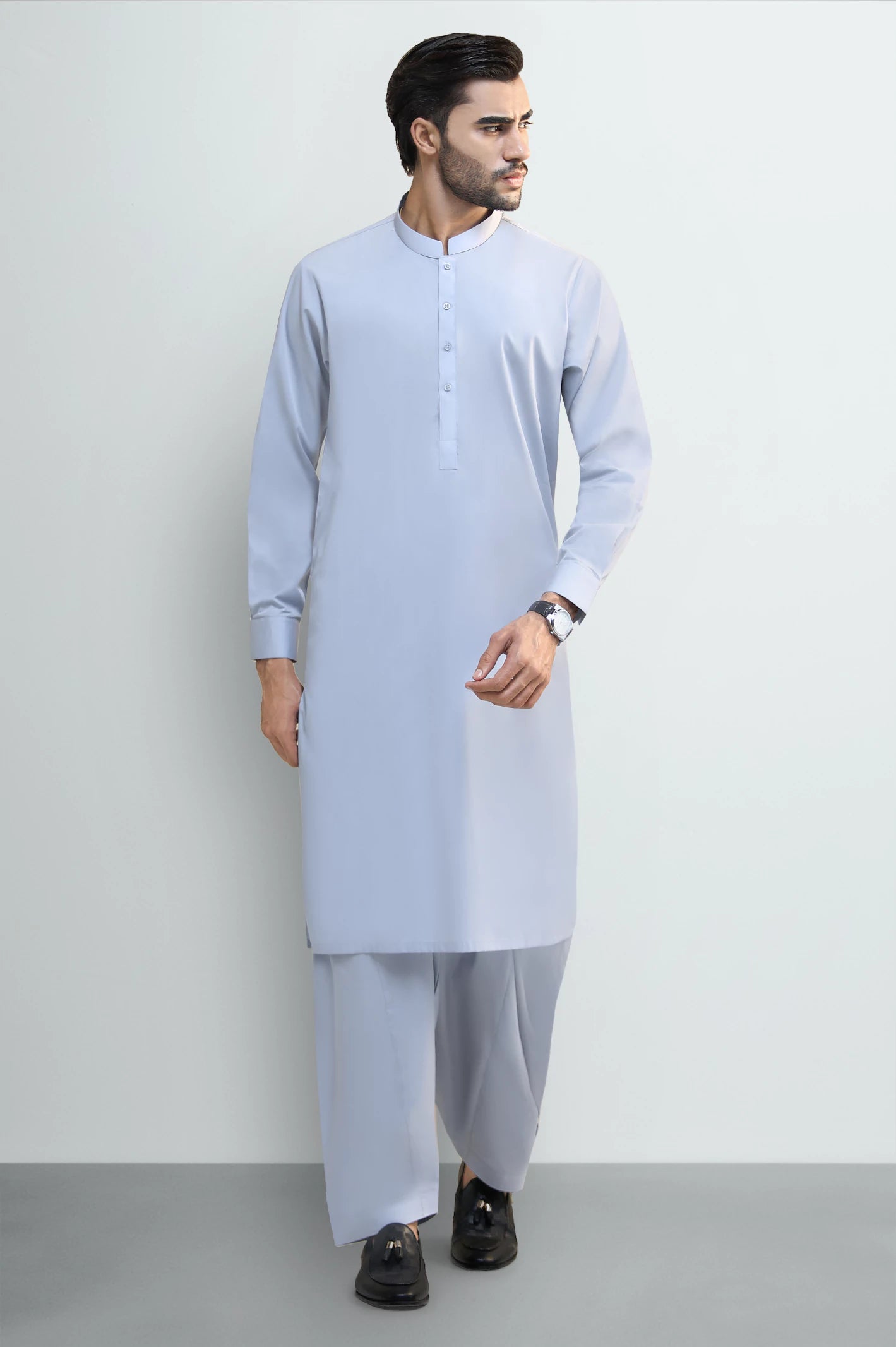 Light Grey Cotton Shalwar Kameez - Image 2