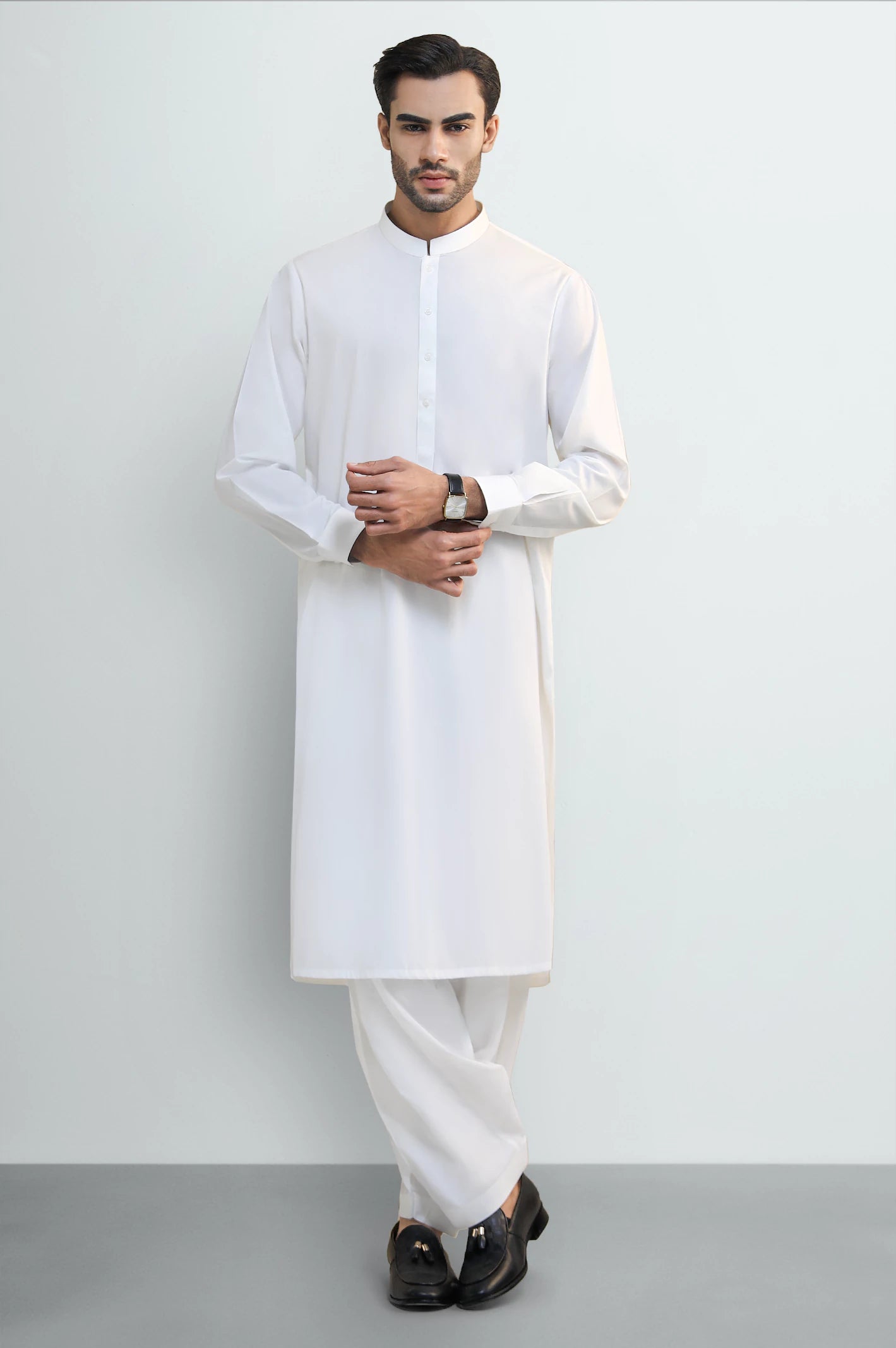 Off White Cotton Shalwar Kameez - Image 2