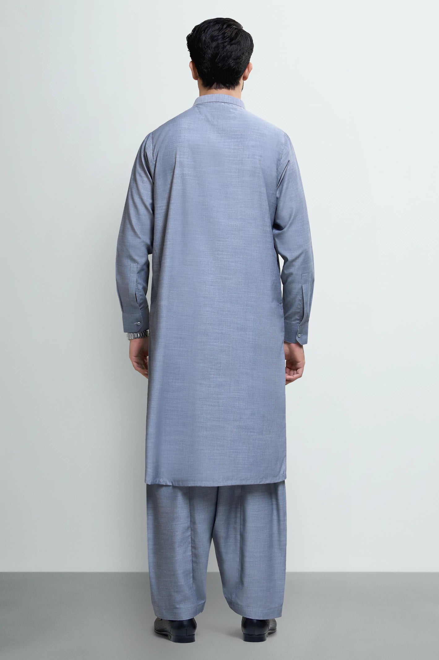 Ash Grey Wash & Wear Shalwar Kameez - Image 4