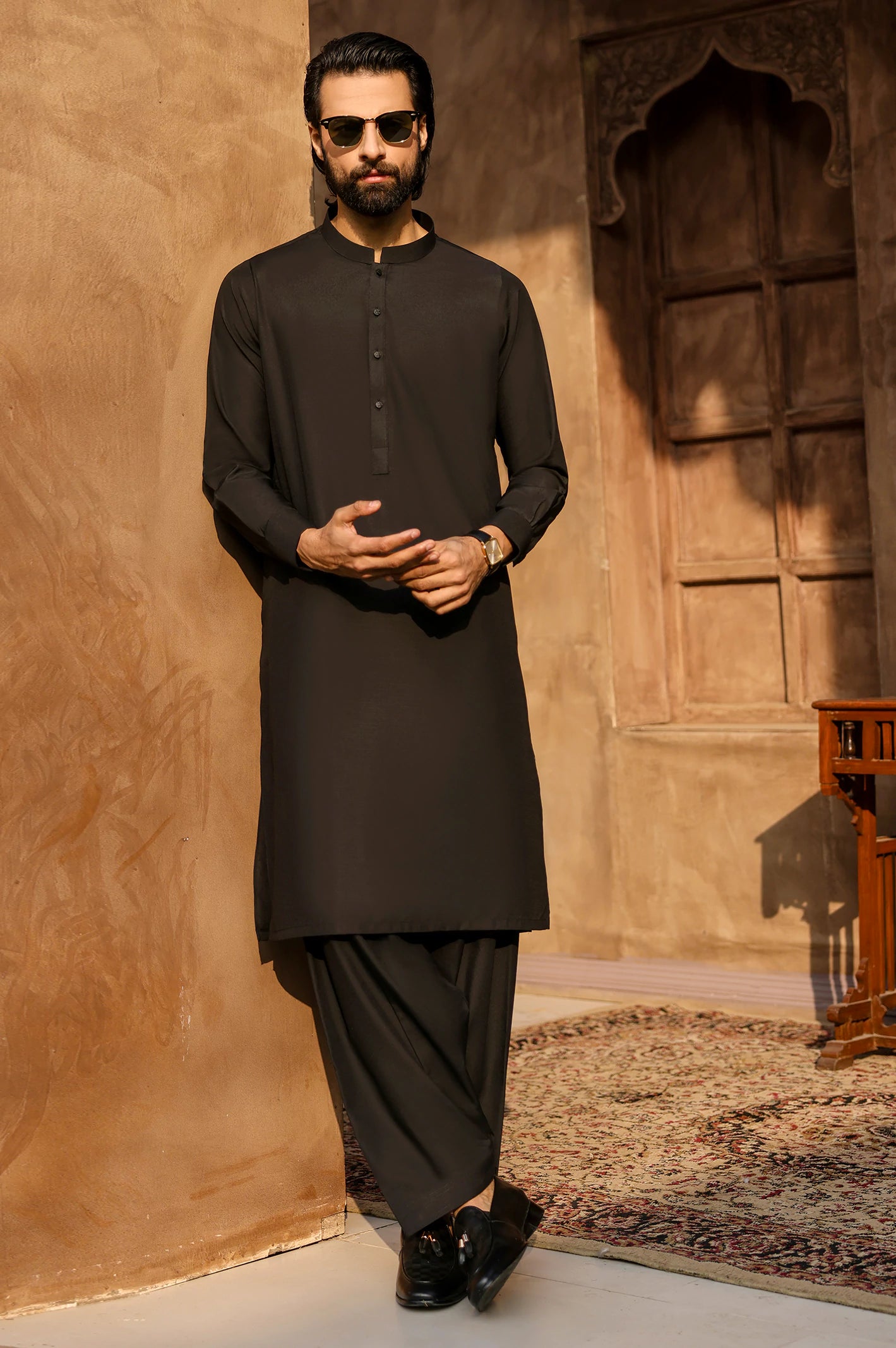 Black Wash & Wear Shalwar Kameez - Image 4