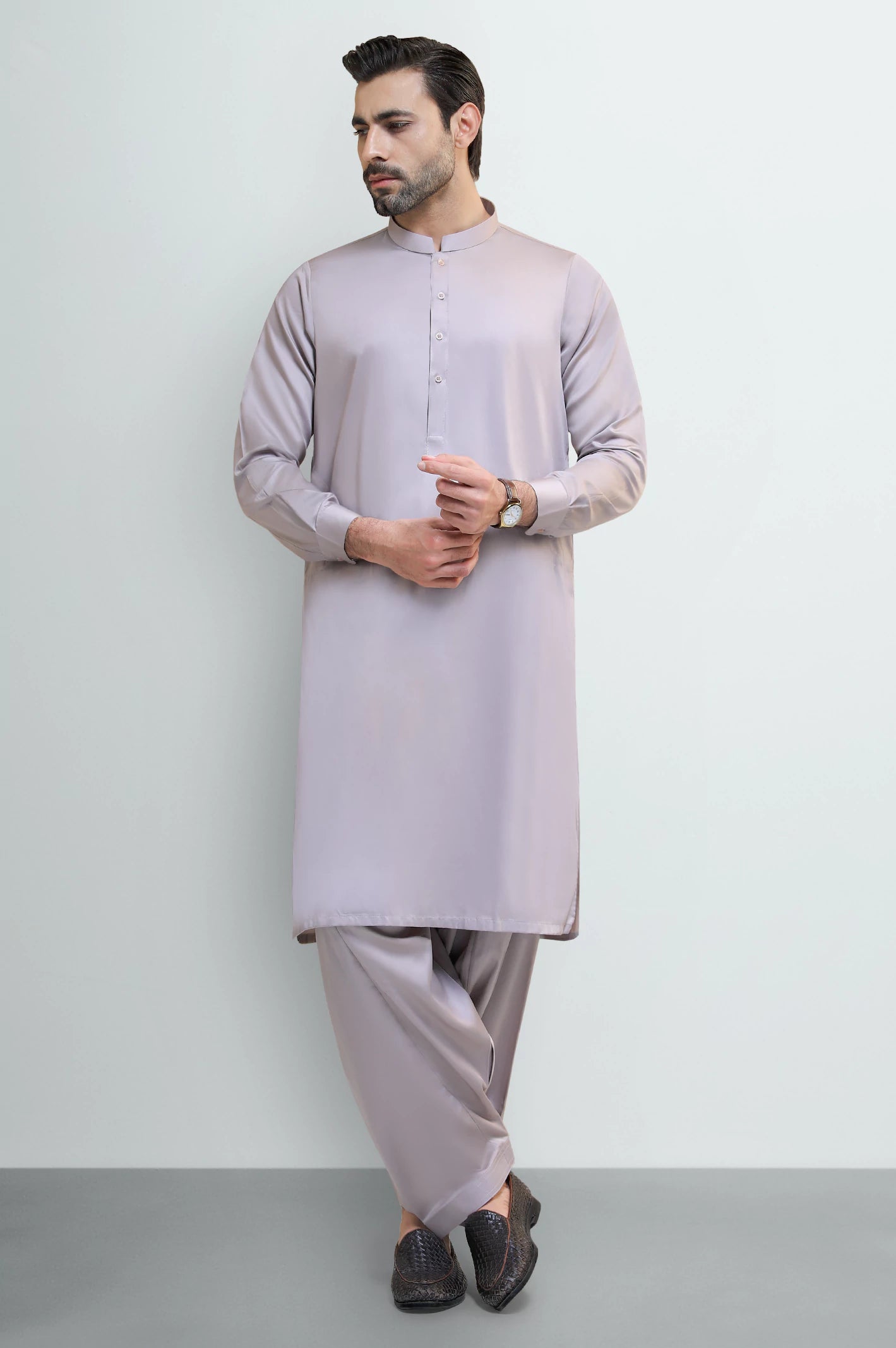 Dark Beige Cotton Shalwar Kameez - Image 2