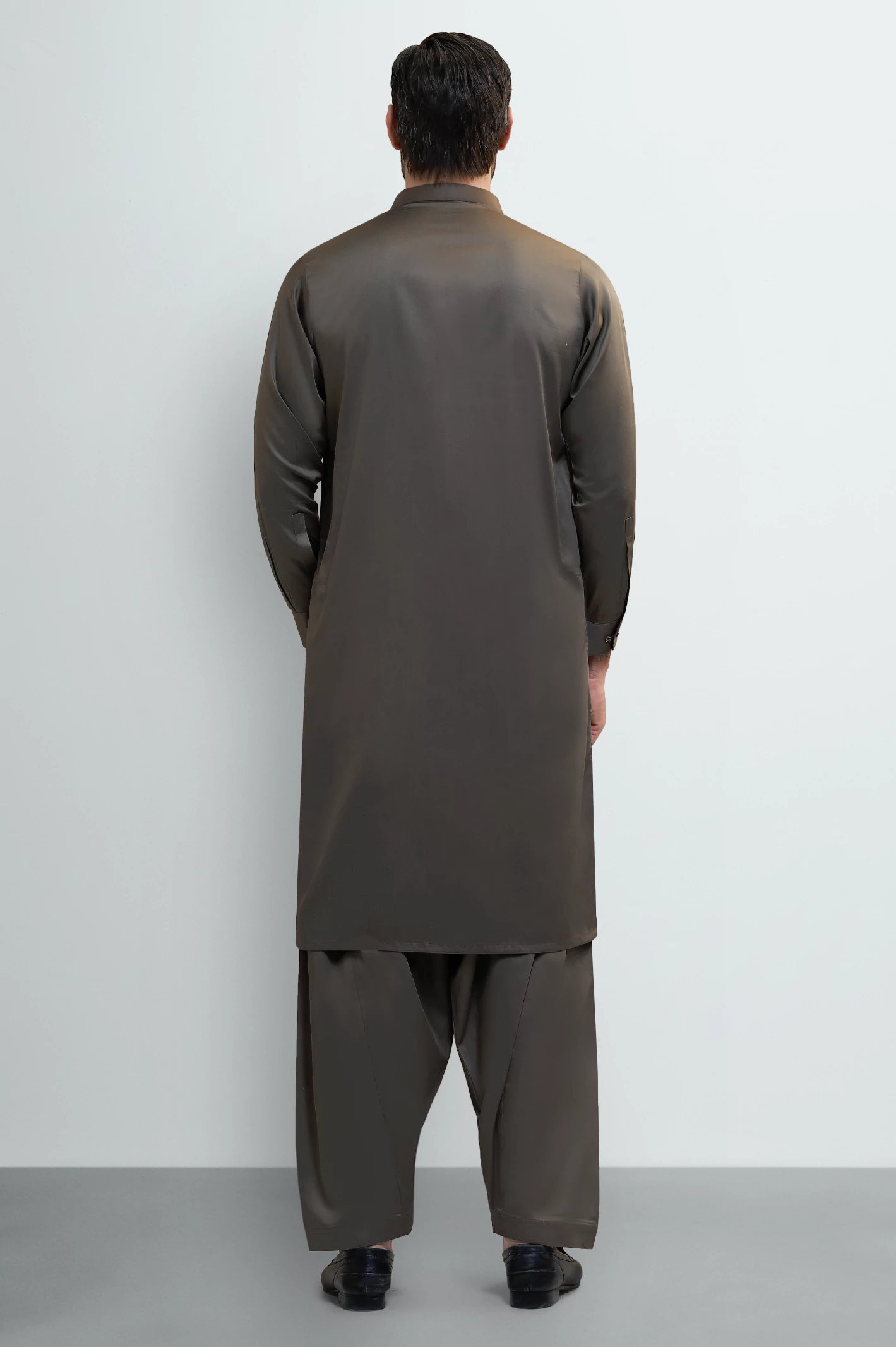Dark Brown Cotton Shalwar Kameez - Image 4